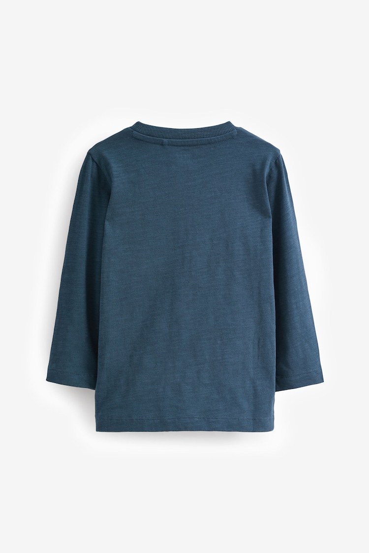 Blue/Navy Long Sleeve 100% Cotton T-Shirts 5 Pack (3mths-7yrs) - Image 2 of 3