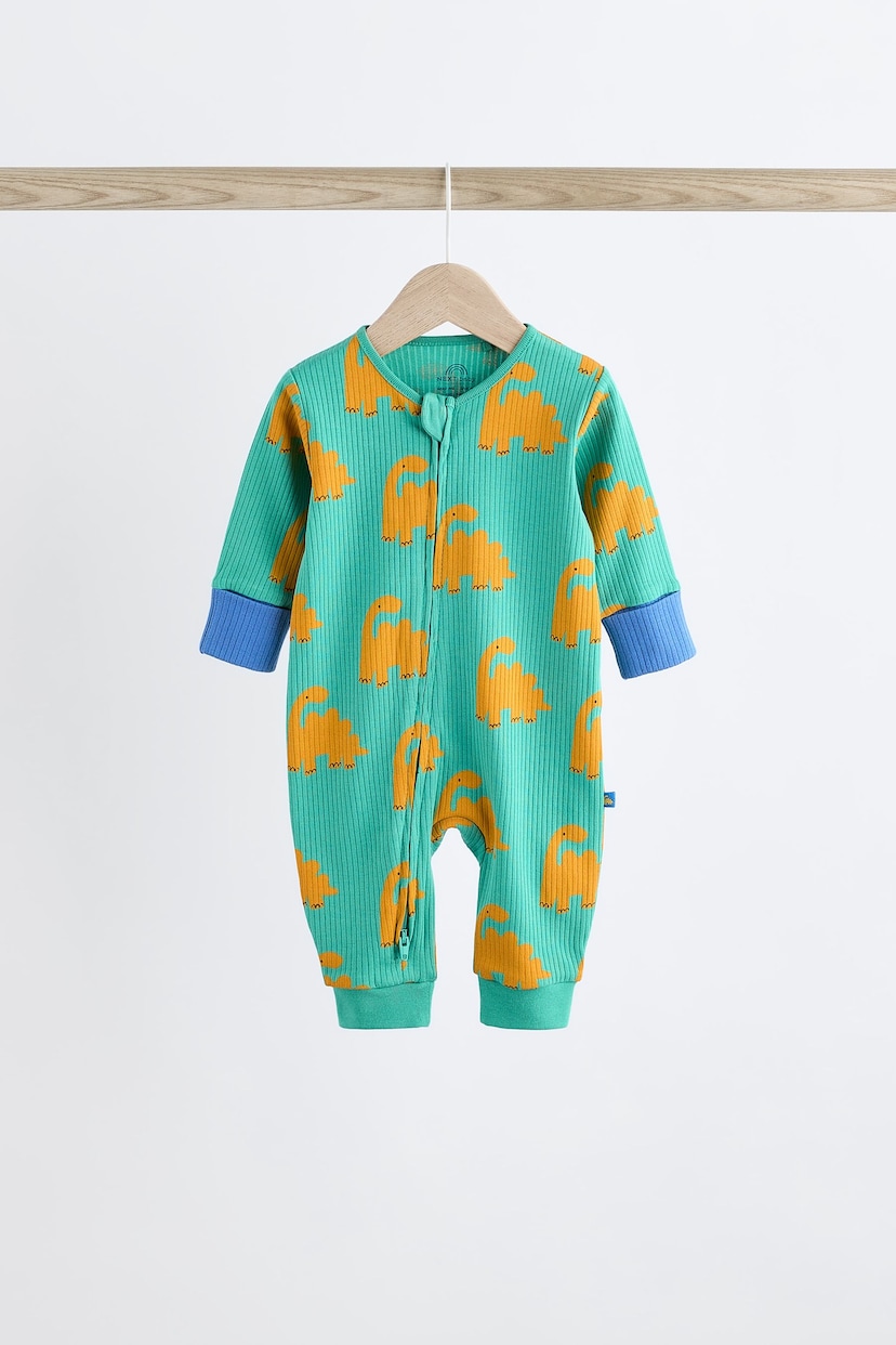 Bright Dino Footless Zip 3 Pack Baby Sleepsuits (0-3yrs) - Image 10 of 16