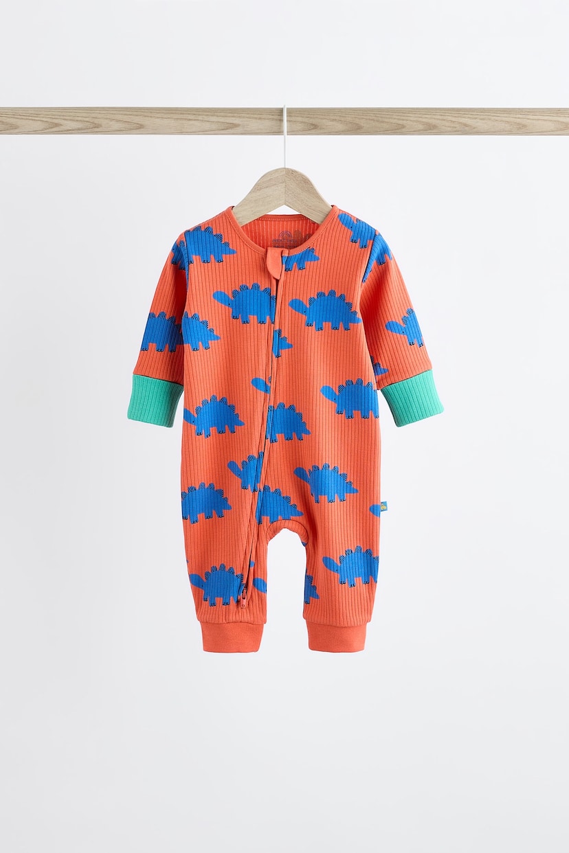 Bright Dino Footless Zip 3 Pack Baby Sleepsuits (0-3yrs) - Image 9 of 16
