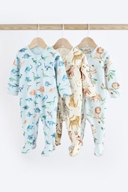 Blue Character Baby 2 Way Zip 100% Cotton Sleepsuits 3 Pack (0mths-2yrs) - Image 1 of 11