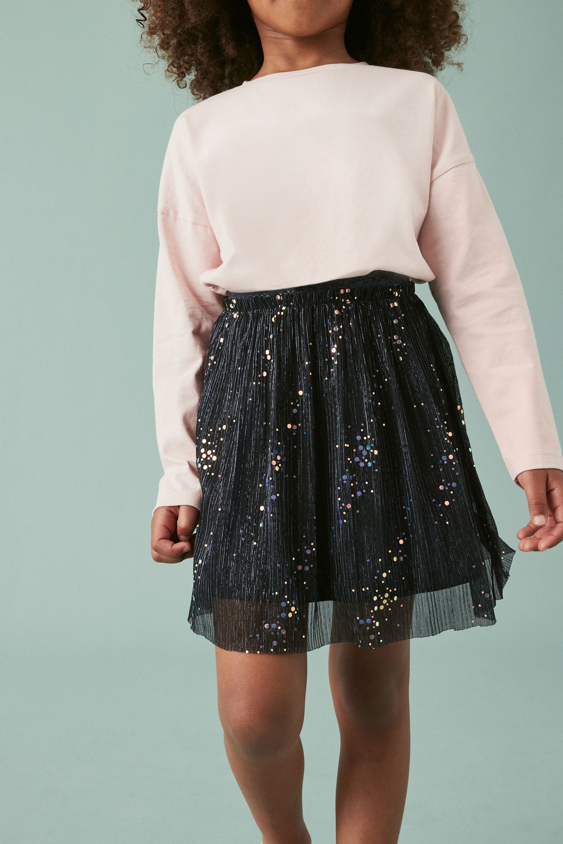 Buy Navy Blue Iridescent Sequin Foil Sparkle Party Skirt 3 16yrs from Next Luxembourg
