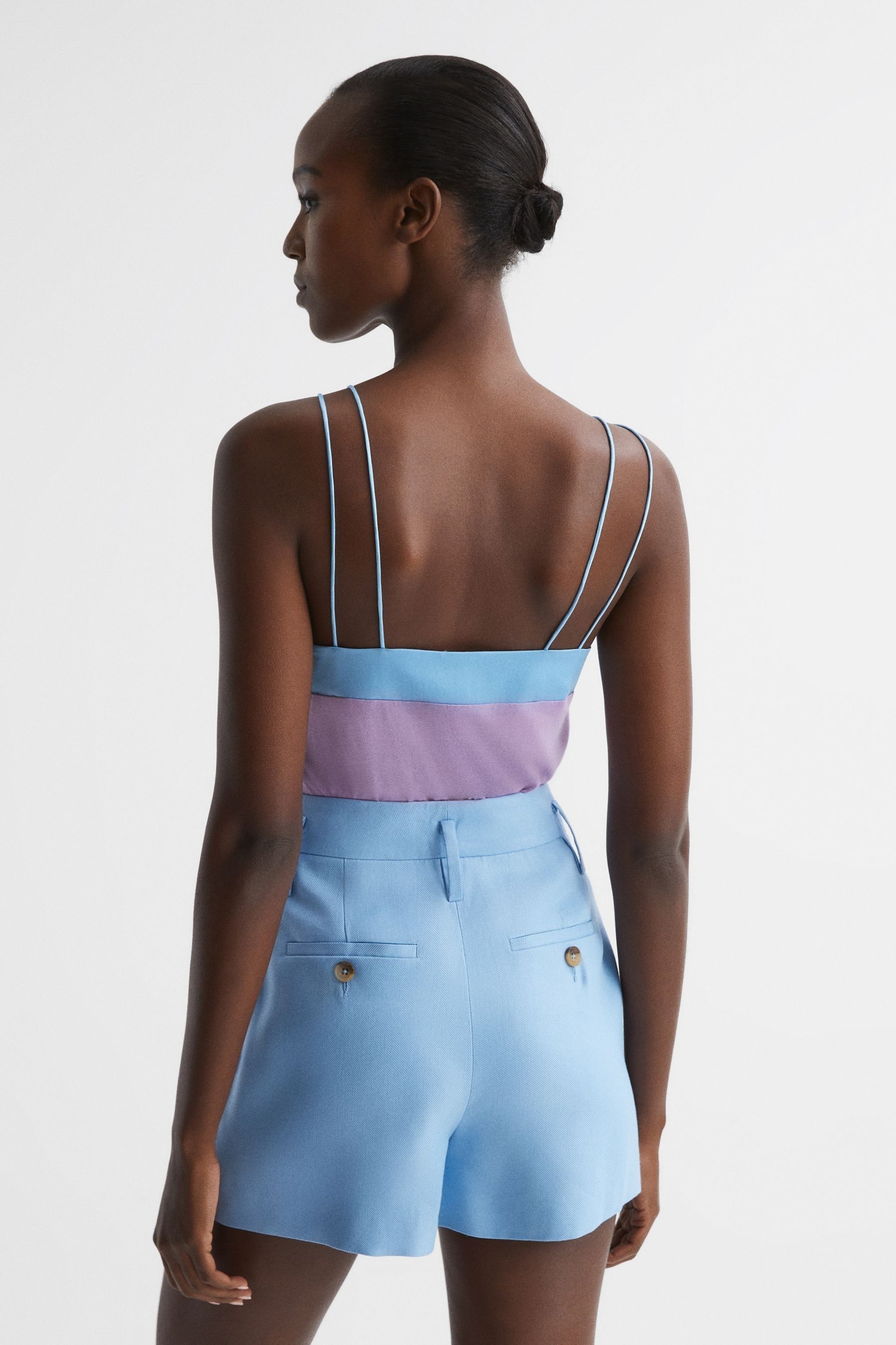 Reiss Lilac/Blue Payton Silk Blend Colourblock Vest - Image 5 of 6