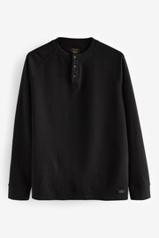 Black Long Sleeve Grandad Collar T-Shirt - Image 6 of 7