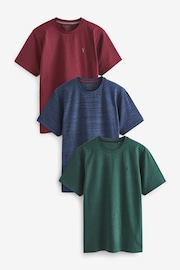 Navy Blue/Burgundy Red/Green Stag Marl T-Shirts 3 Pack - Image 1 of 12