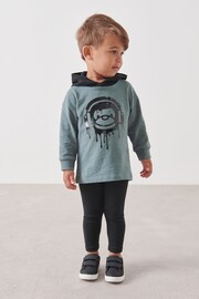 Blue/Black Long Sleeve Hoodie and Leggings Set (3mths-7yrs) - Image 1 of 7