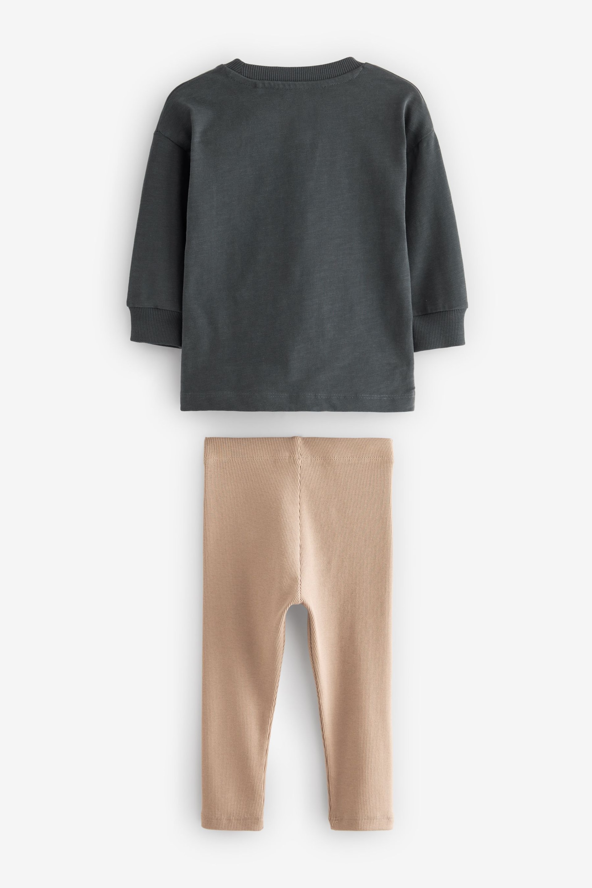 Charcoal Grey Long Sleeve T-Shirt and Leggings Set (3mths-7yrs) - Image 7 of 9