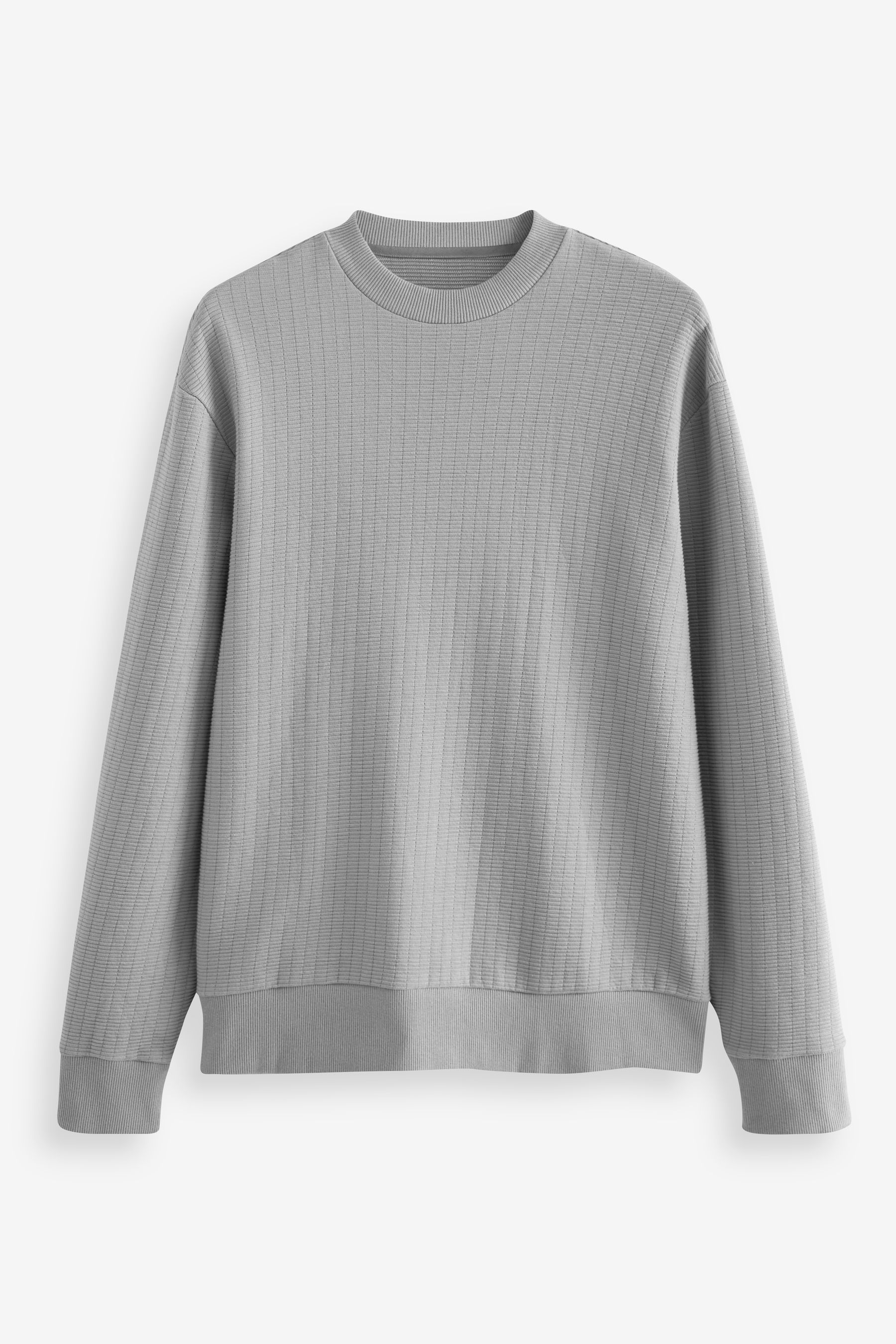 Buy Grey Textured Long Sleeve Crew Neck Jumper from Next Luxembourg