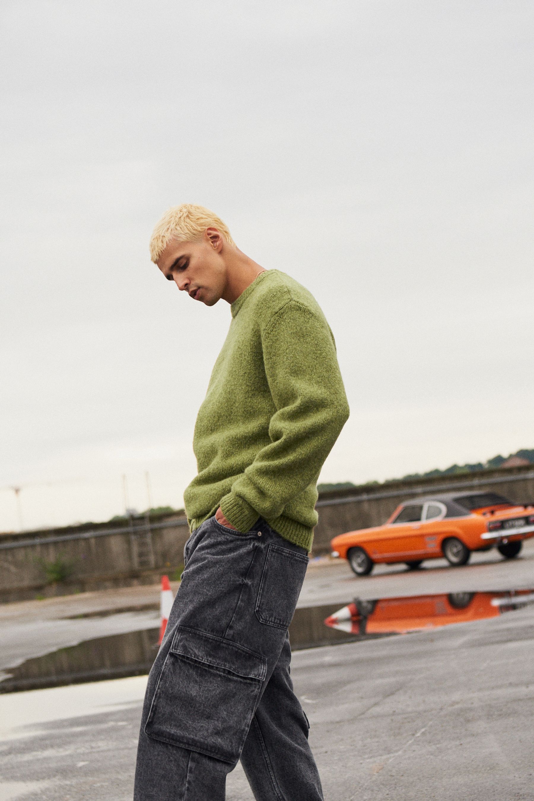 Buy Green EDIT Relaxed Boucle Crew Knitted Jumper from Next Luxembourg
