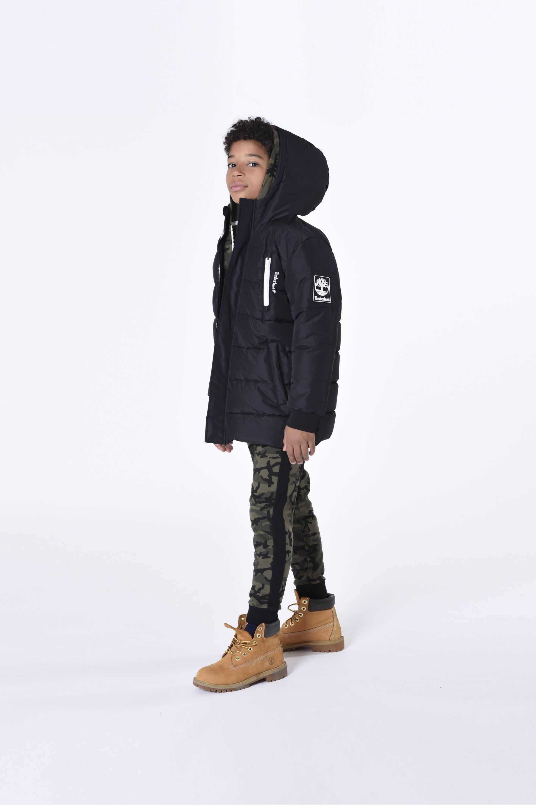 TIMBERLAND Boys Black Water Repellent Puffer Coat