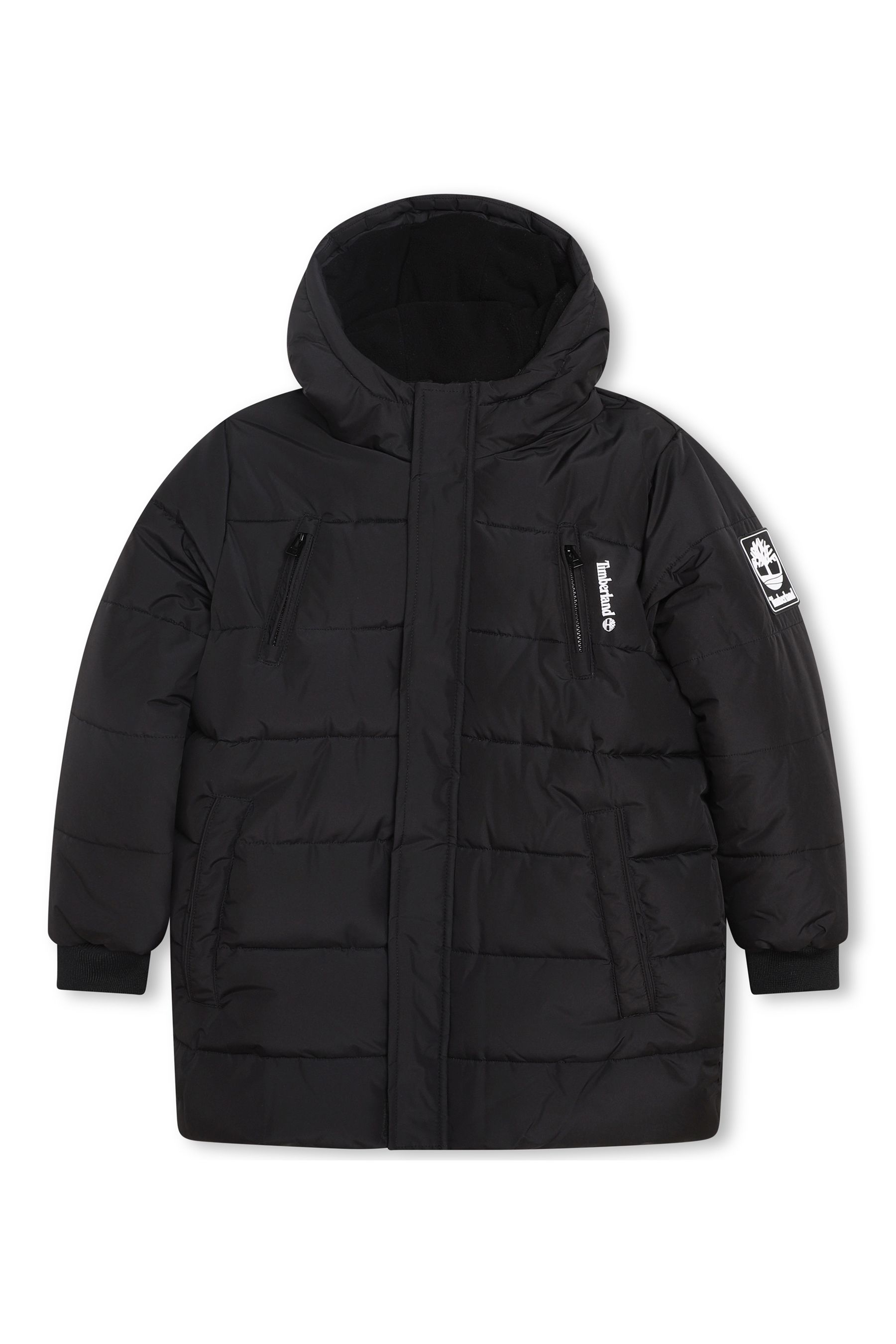 Buy Timberland Black Hooded Logo Parka Coat from the Next UK online shop