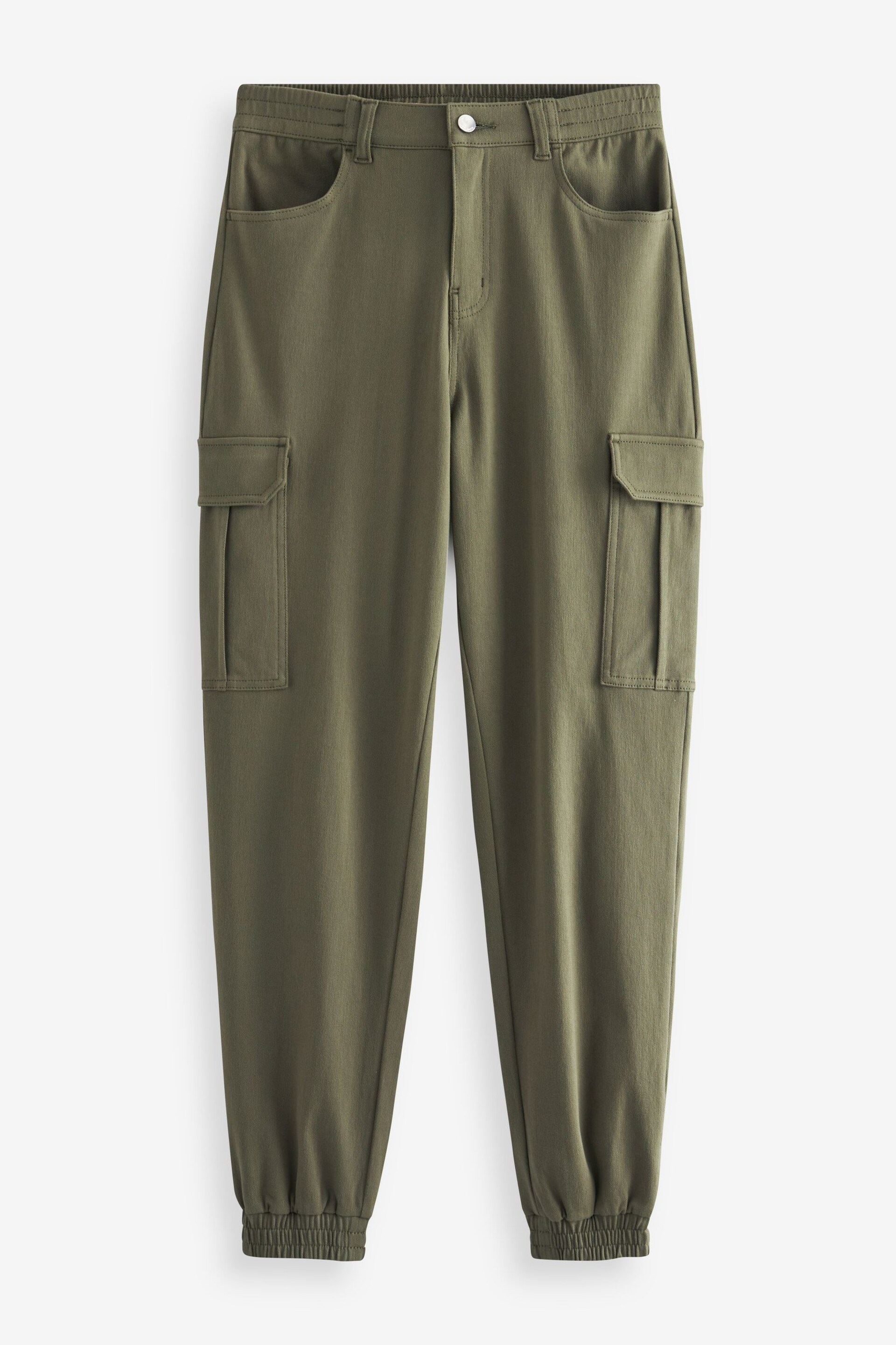 Khaki Green Jersey Denim Cargo Joggers - Image 5 of 6