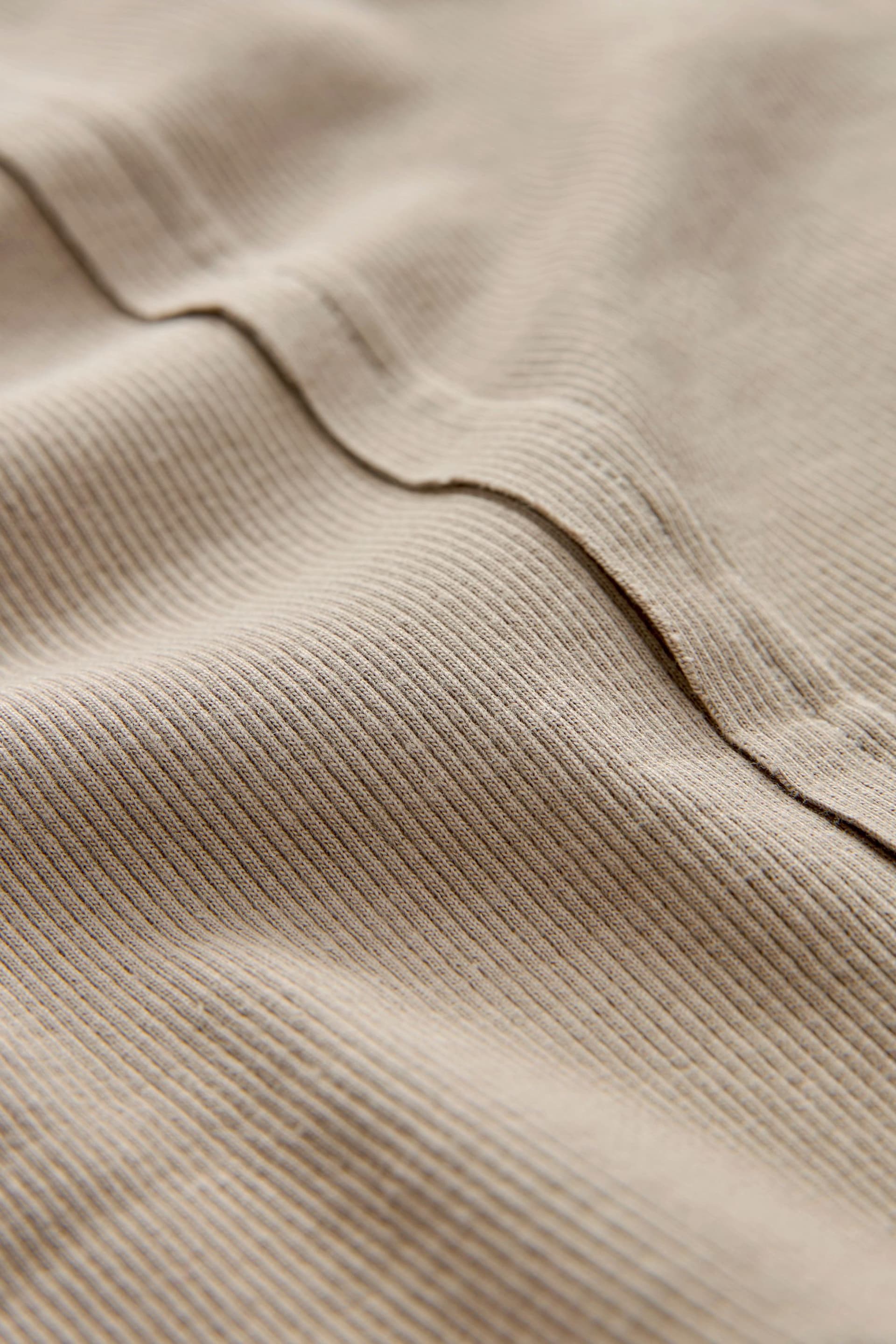 Taupe Brown Ribbed Button Detail Long Sleeve Henley Top - Image 6 of 6