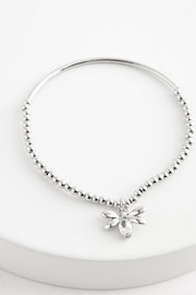 Silver Tone Bee Charm Beady Stretch Bracelet - Image 4 of 5