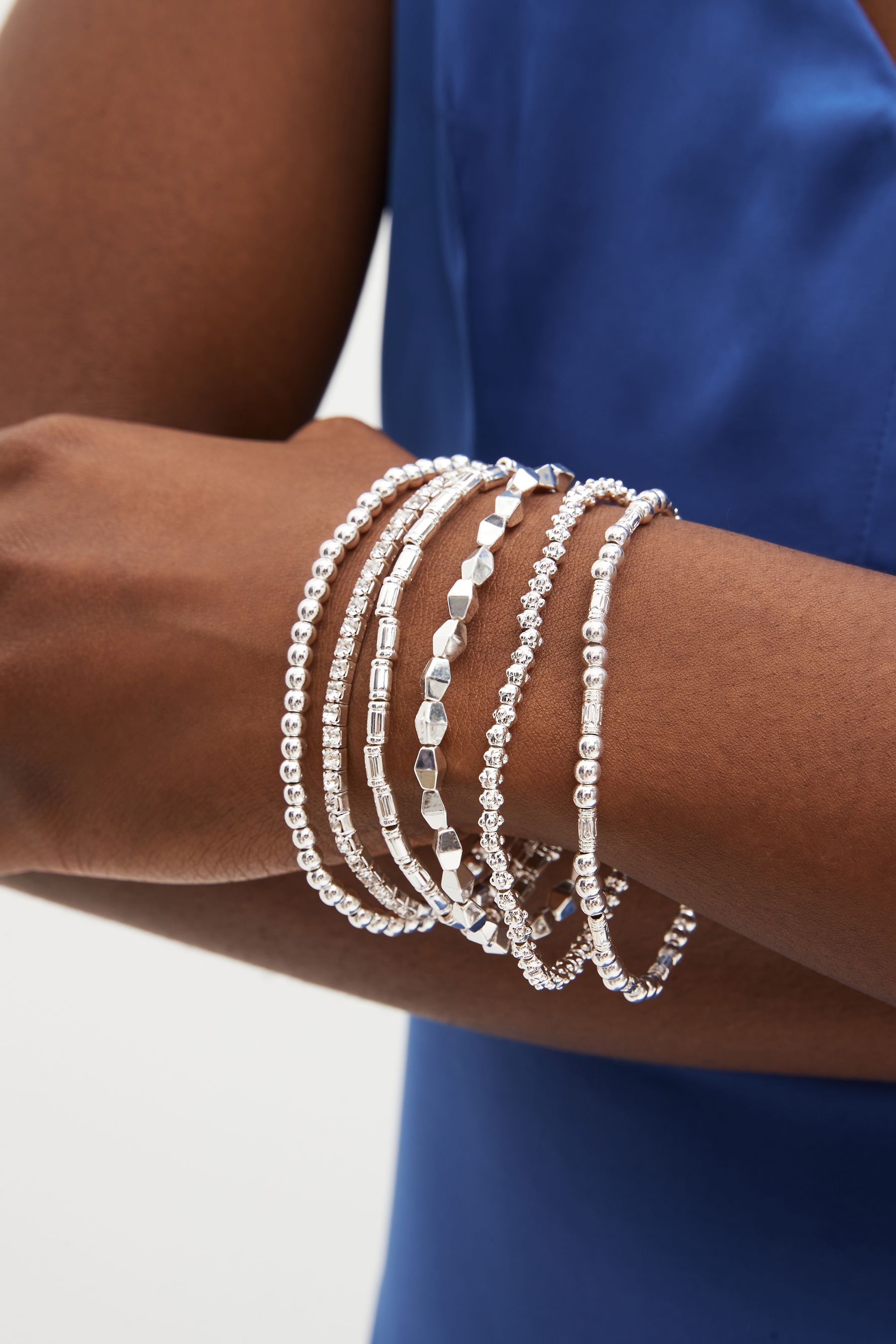 Buy Silver Tone Sparkle Stretch Bracelets Pack from the Next UK online shop