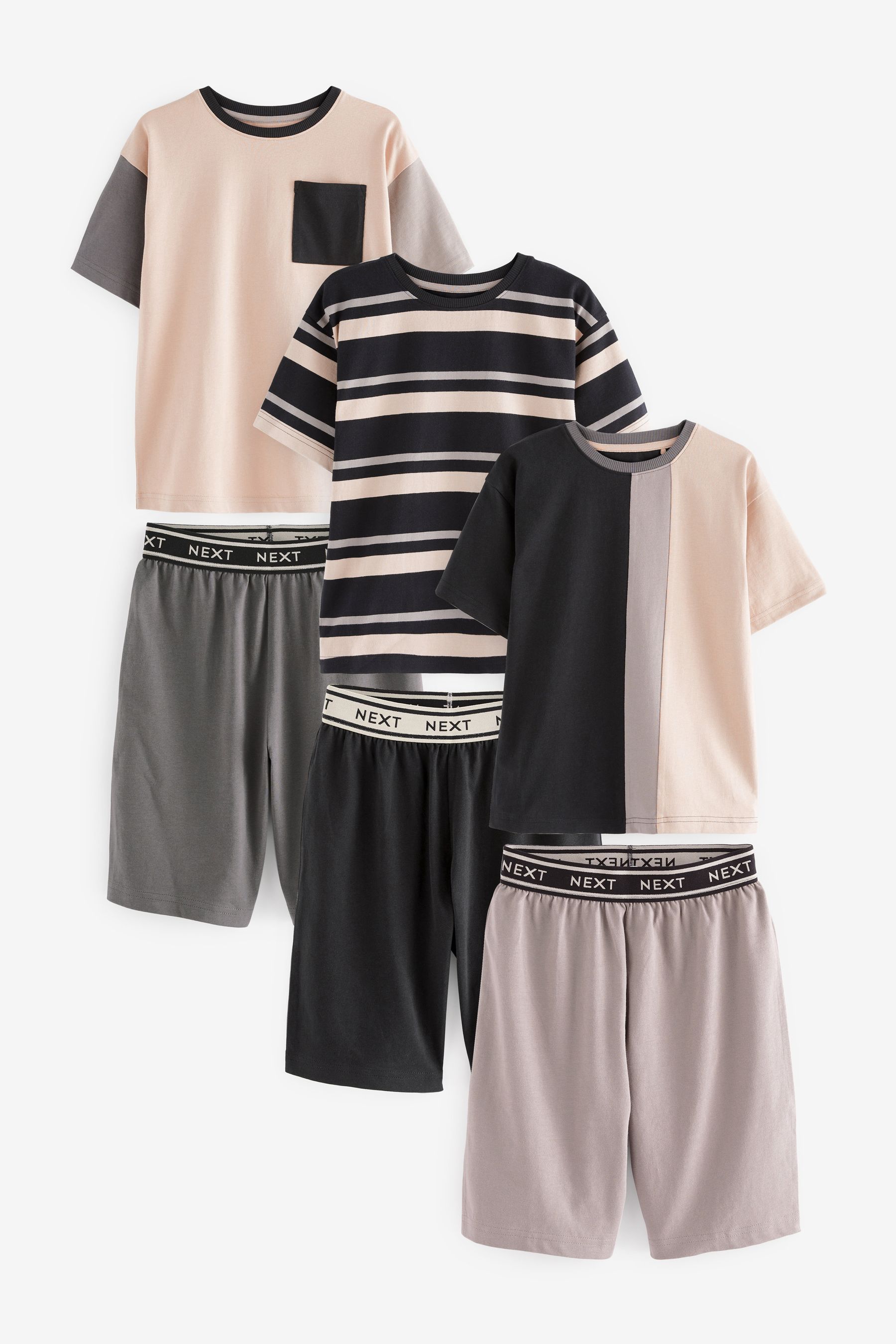 Buy Black Grey Short Pyjamas 3 Pack 3 16yrs from the Next UK online shop