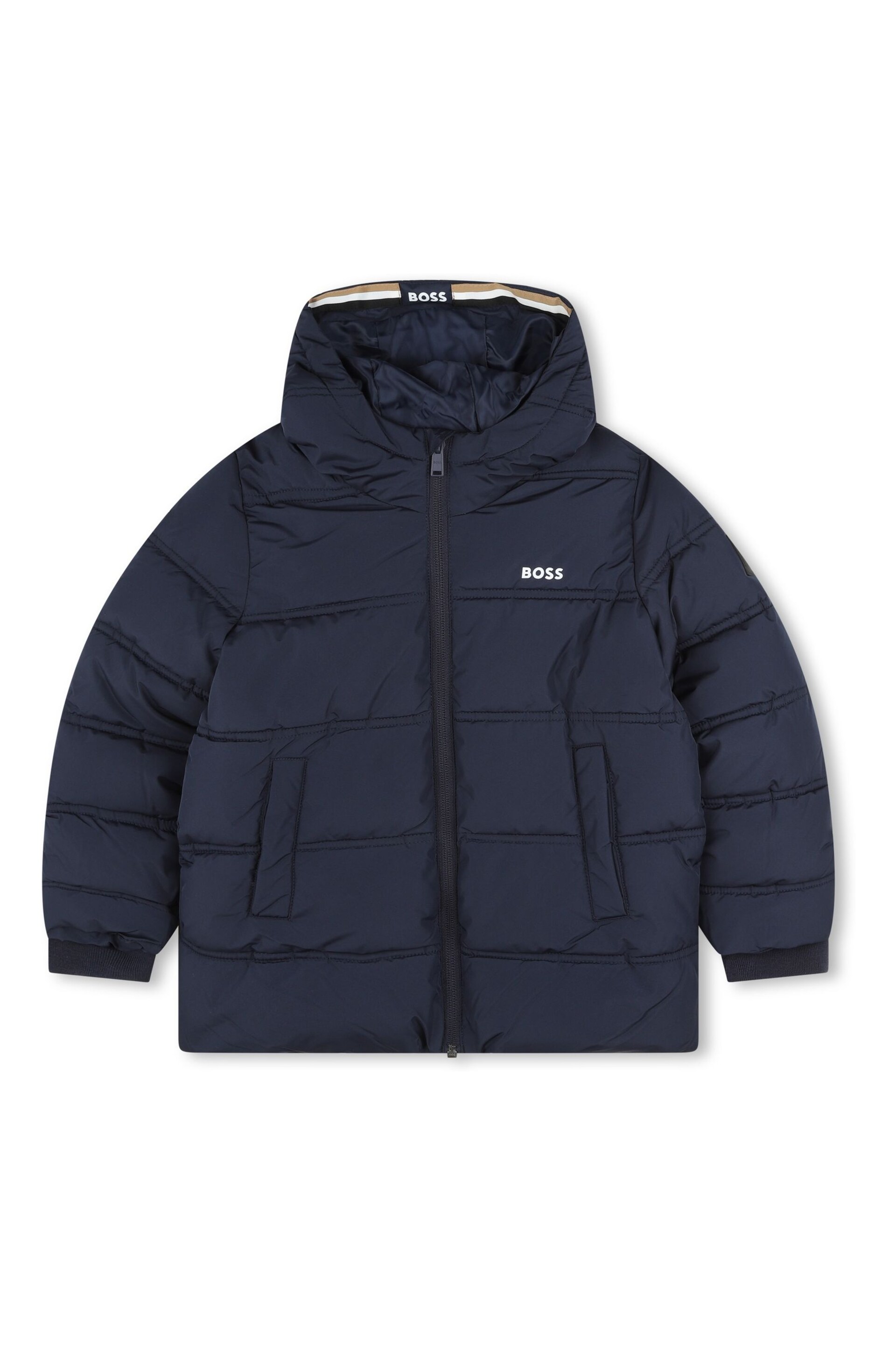 BOSS Blue Logo Puffer Coat - Image 1 of 2