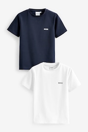 BOSS Navy Blue and White Logo T-Shirts Two Pack - Image 1 of 3