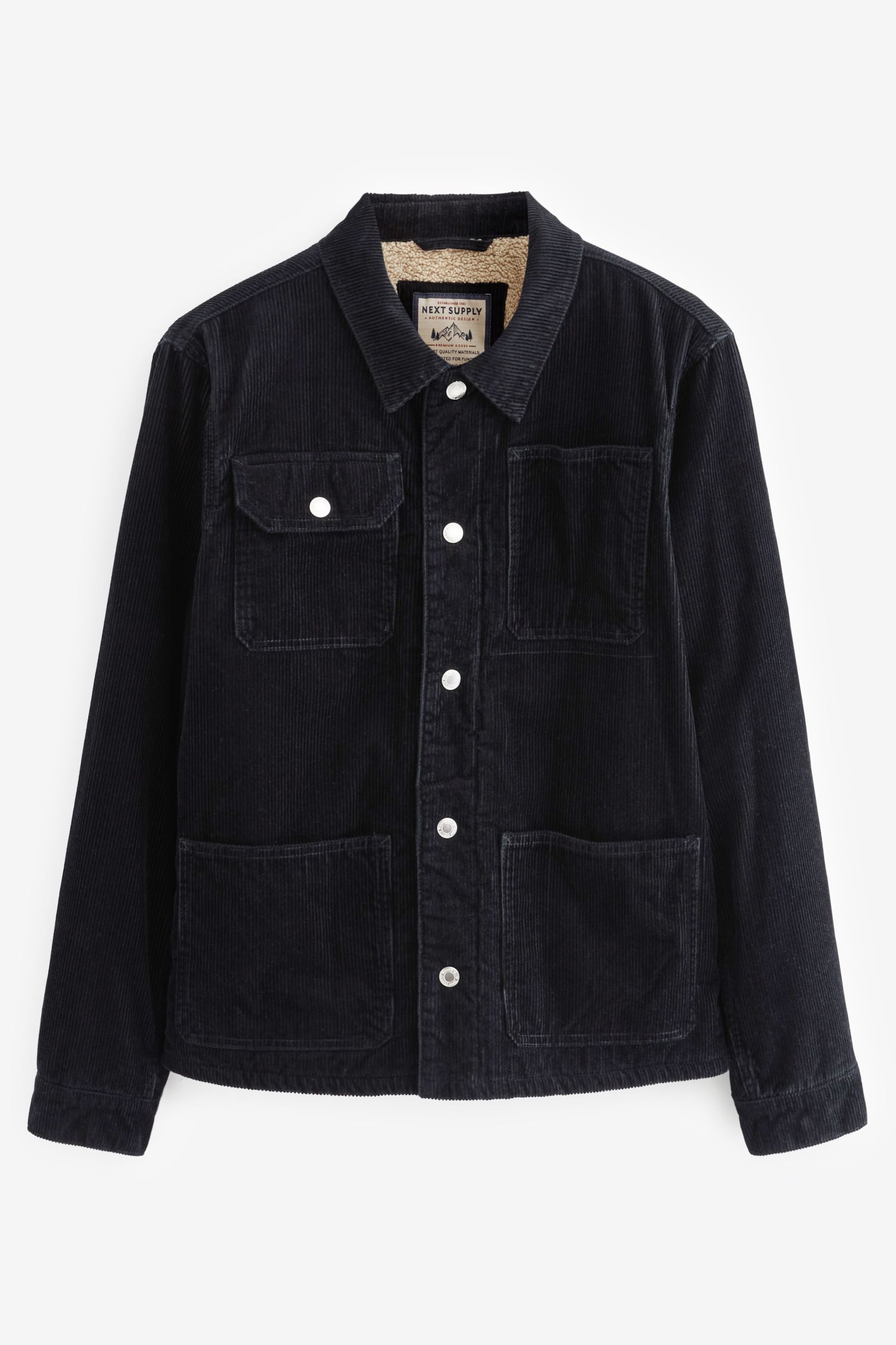 Navy Blue Borg Lined Corduroy Worker Jacket - Image 2 of 9