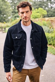 Navy Blue Borg Lined Corduroy Worker Jacket - Image 5 of 9