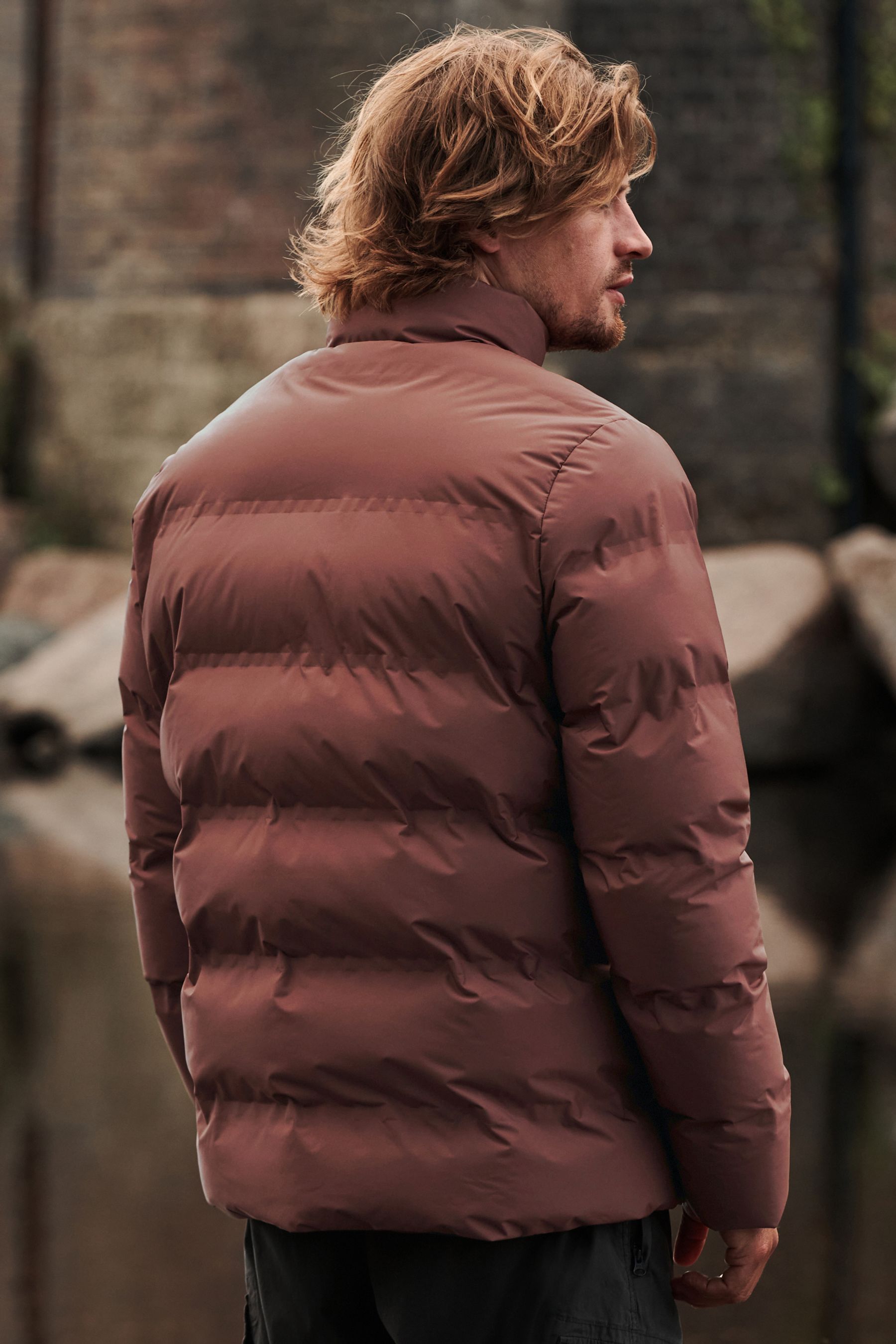 Buy Rust Brown Non Hooded Shower Resistant Puffer Coat from Next Luxembourg