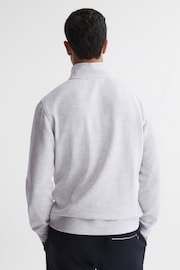 Reiss Grey Melange Bishop Slim Fit Textured Half Zip Top - Image 4 of 6