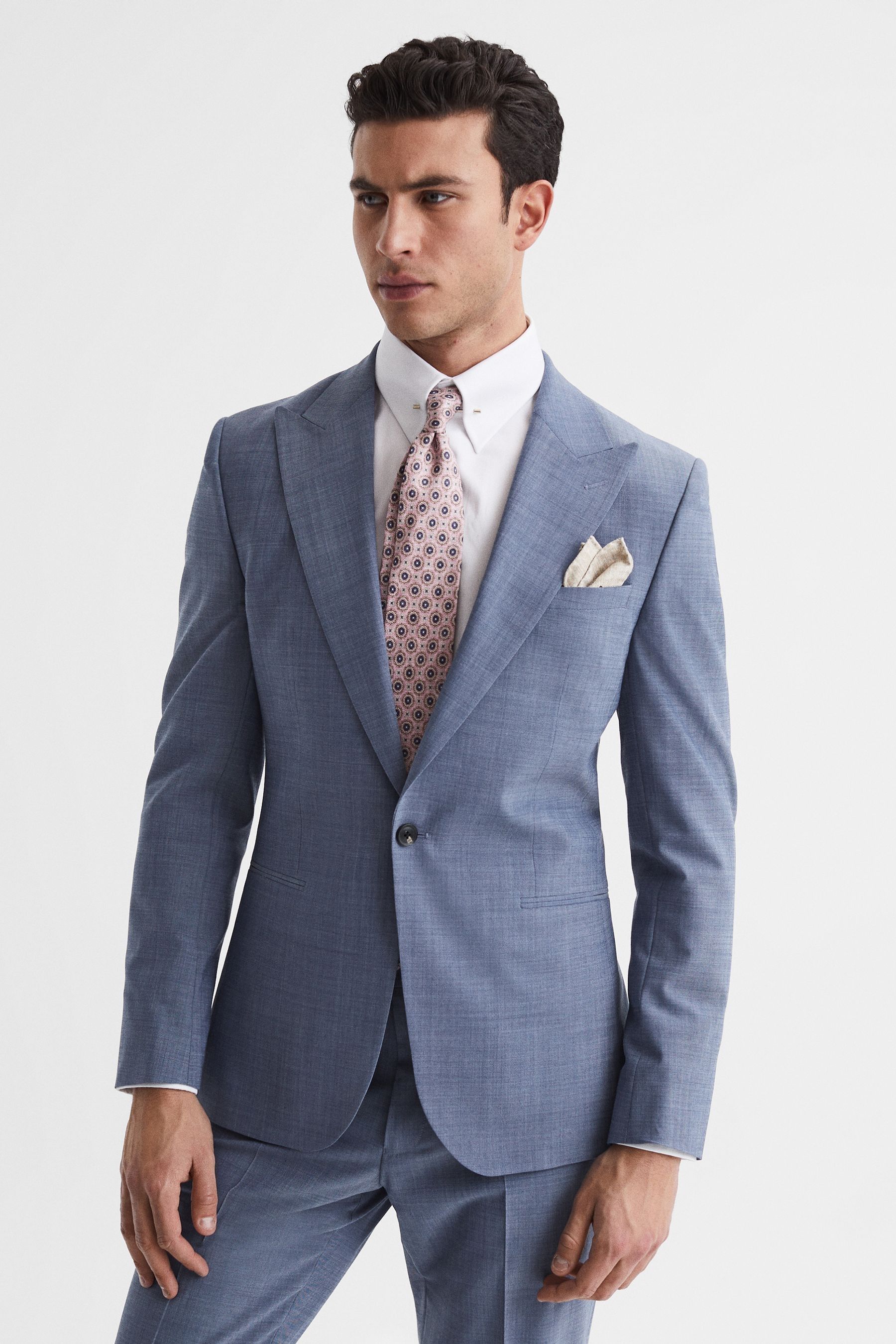 Buy Reiss Soft Blue Wish Slim Fit Single Breasted Wool Blend Blazer from the Next UK online shop