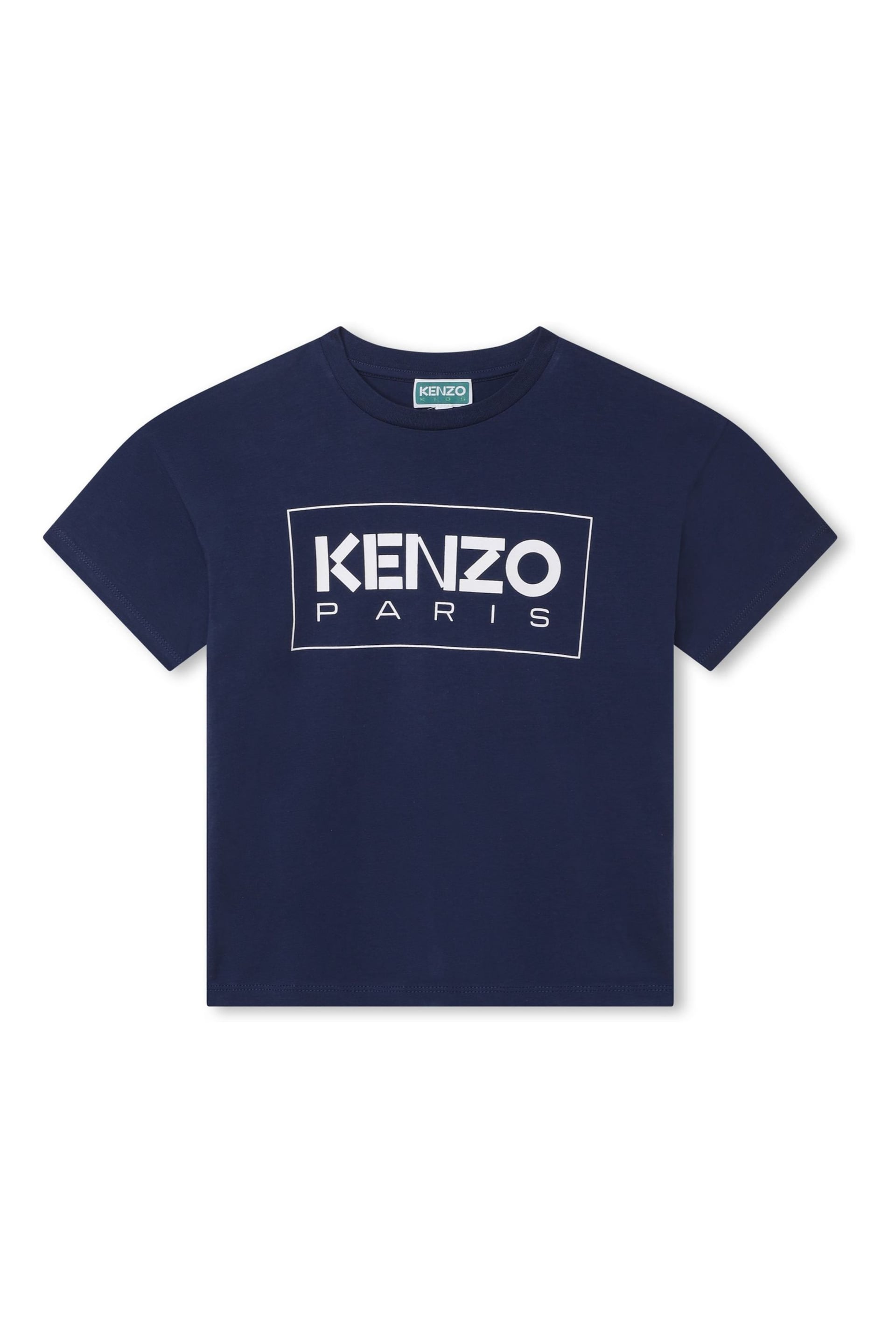 Kenzo Kids Blue Logo Unisex T-Shirt - Image 3 of 4