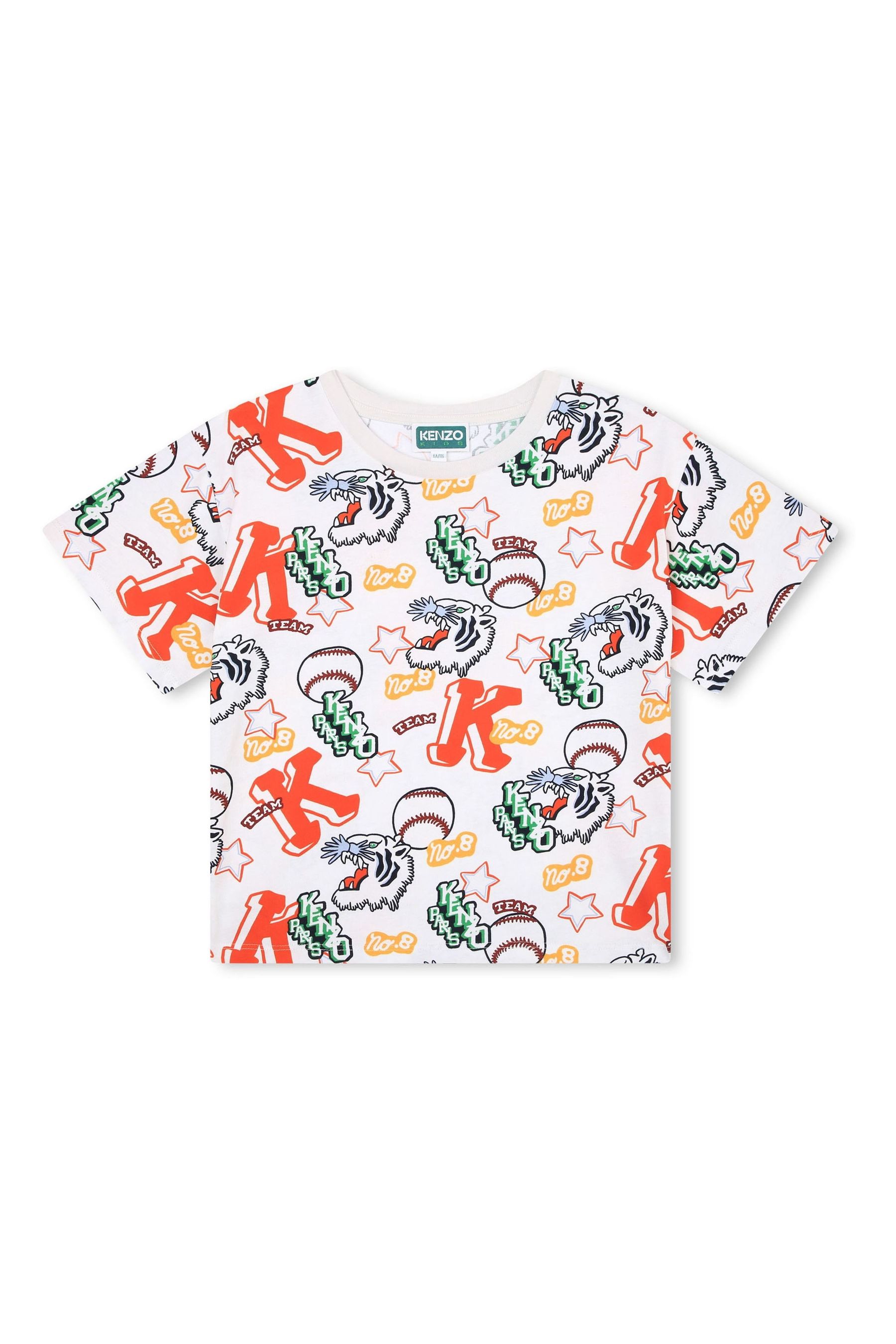 Buy KENZO KIDS White Tiger Team All Over Logo T Shirt from Next Qatar