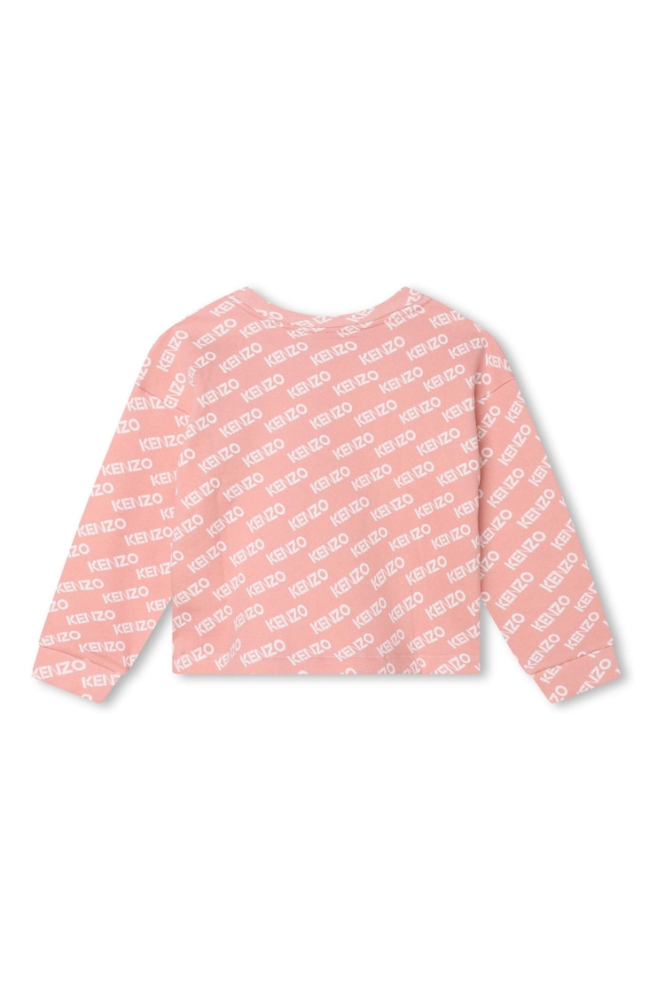 Kenzo Kids Pink All Over Logo Sweatshirt - Image 2 of 3