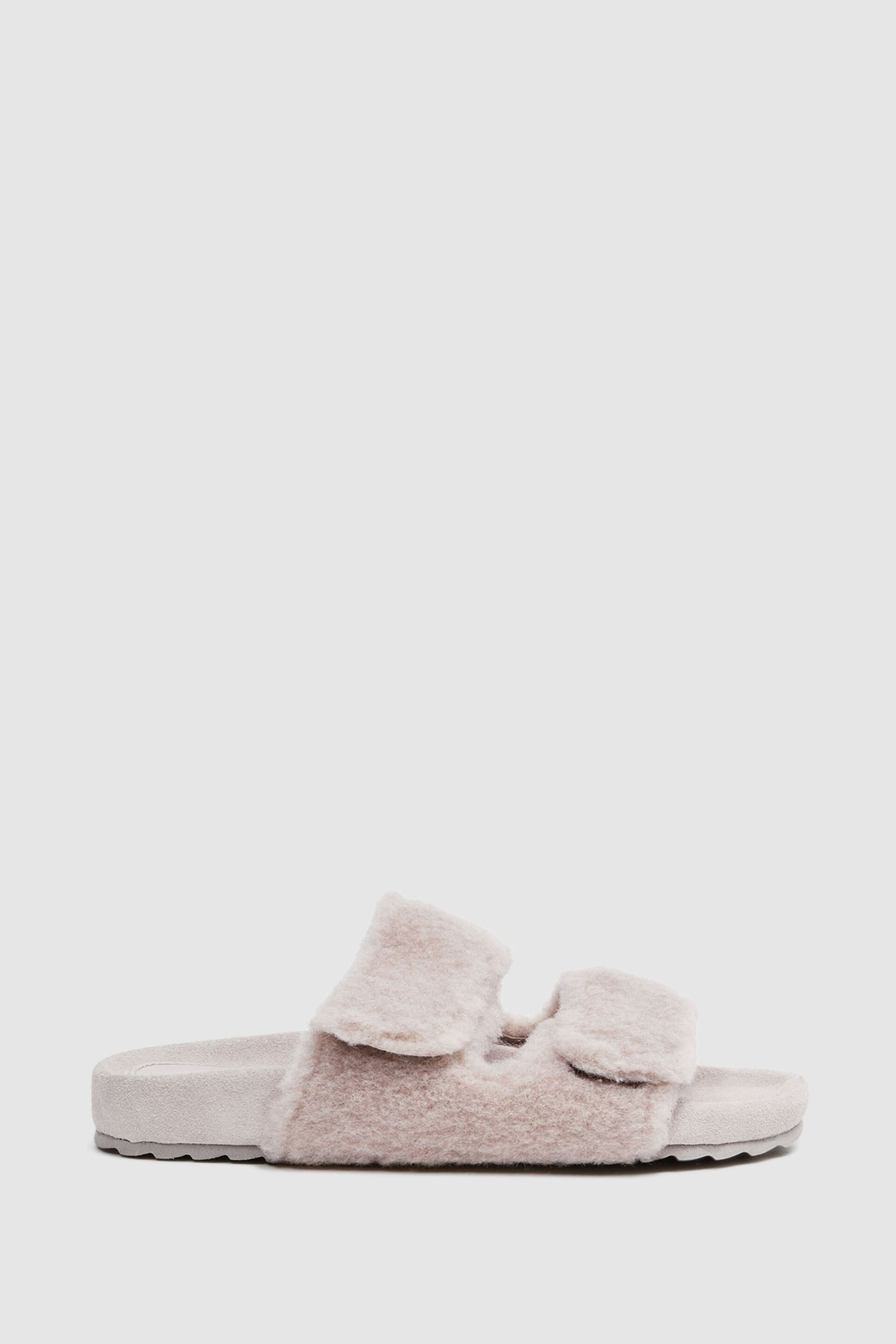 Reiss Taupe Farrah Wool Sliders - Image 1 of 5