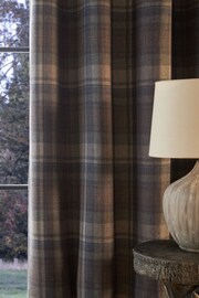 Blue/Grey Next Alpine Check Lined Eyelet Curtains - Image 4 of 7