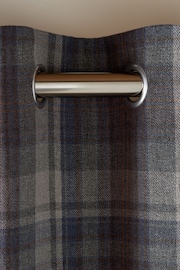 Blue/Grey Next Alpine Check Lined Eyelet Curtains - Image 6 of 7