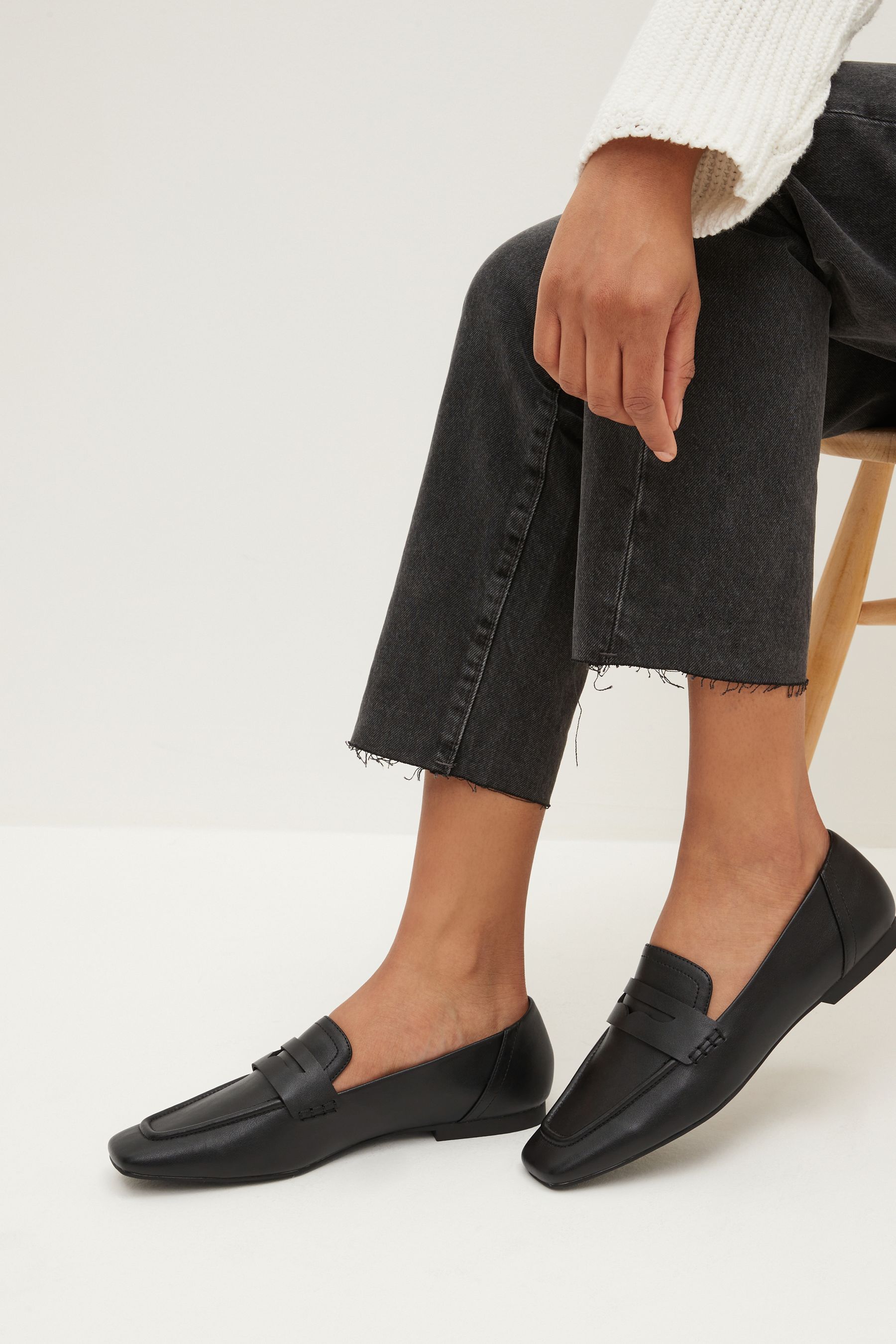 Square toe loafers hotsell
