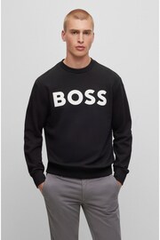 BOSS Black Large Logo French Terry Crew Neck Sweatshirt - Image 1 of 5