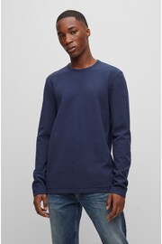BOSS Blue Tempesto Long Sleeve Cotton T-Shirt - Image 1 of 5