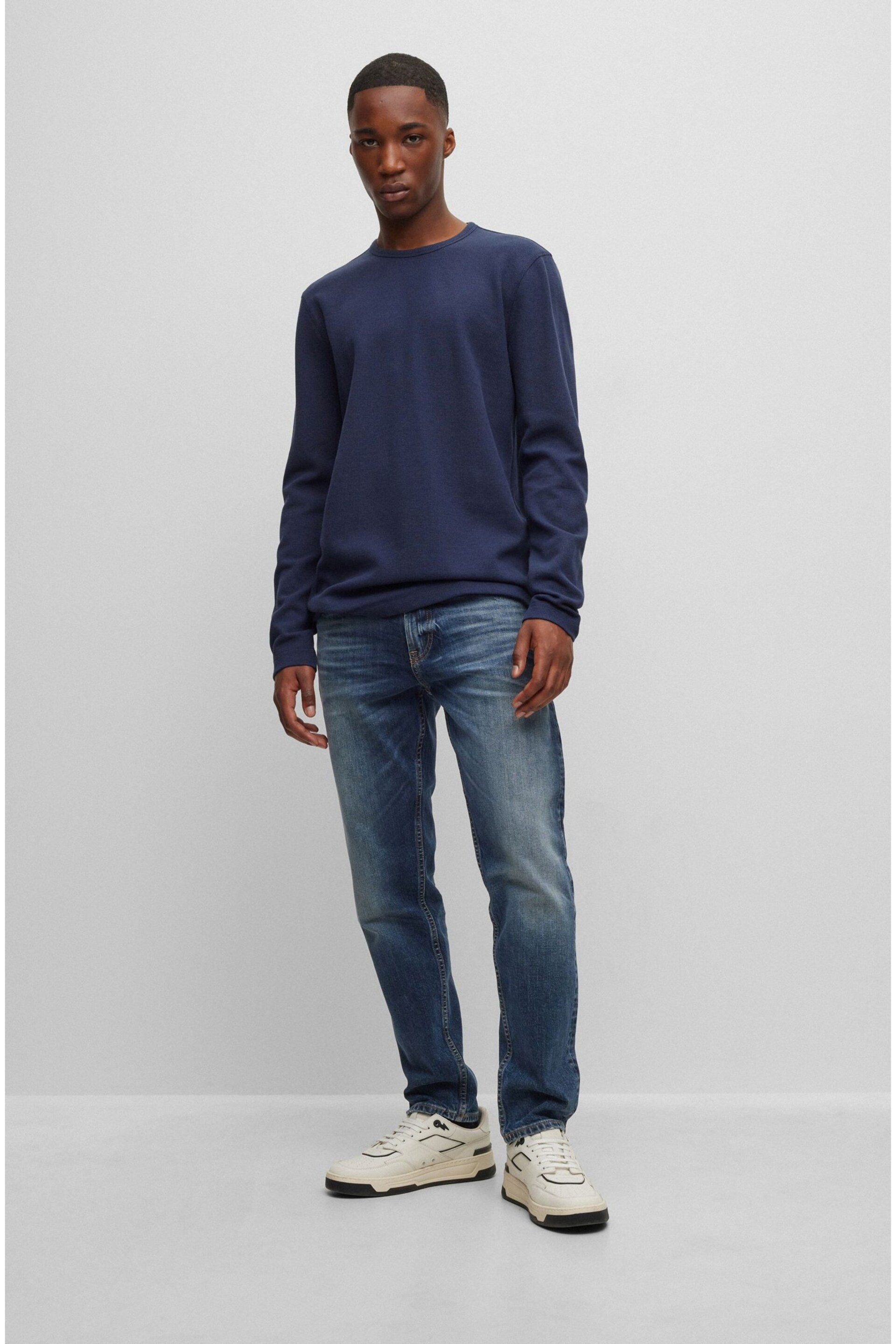 BOSS Blue Tempesto Long Sleeve Cotton T-Shirt - Image 3 of 5