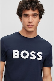 BOSS Dark Blue/White Logo Large Chest Logo T-Shirt - Image 4 of 5