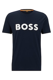 BOSS Dark Blue/White Logo Large Chest Logo T-Shirt - Image 5 of 5