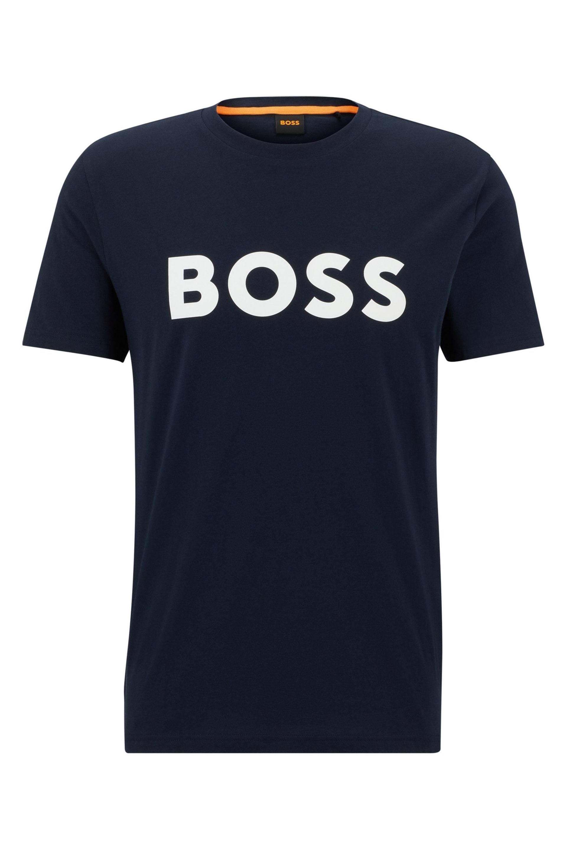 BOSS Dark Blue/White Logo Large Chest Logo T-Shirt - Image 5 of 5