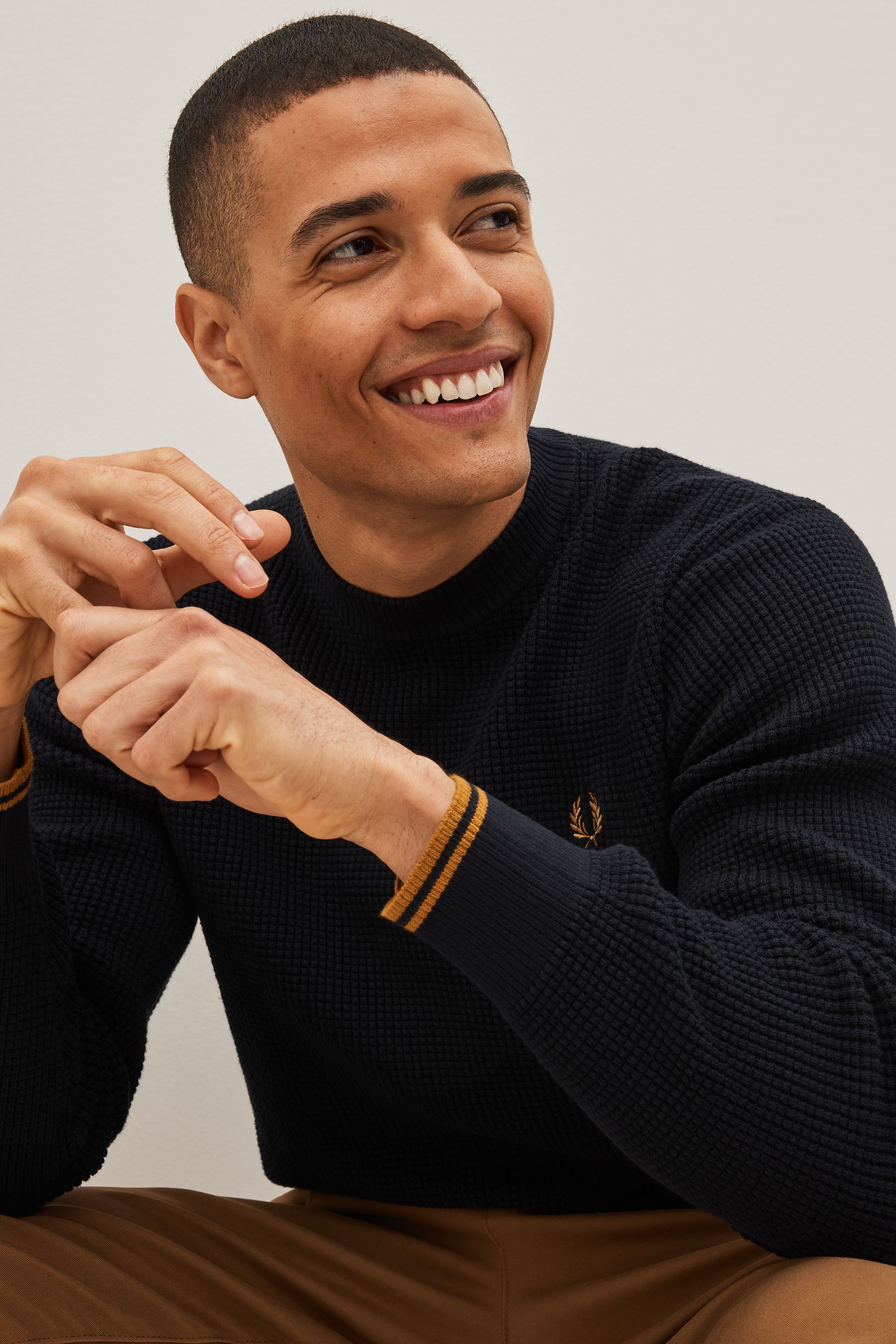 Fred perry waffle crew neck jumper 2025