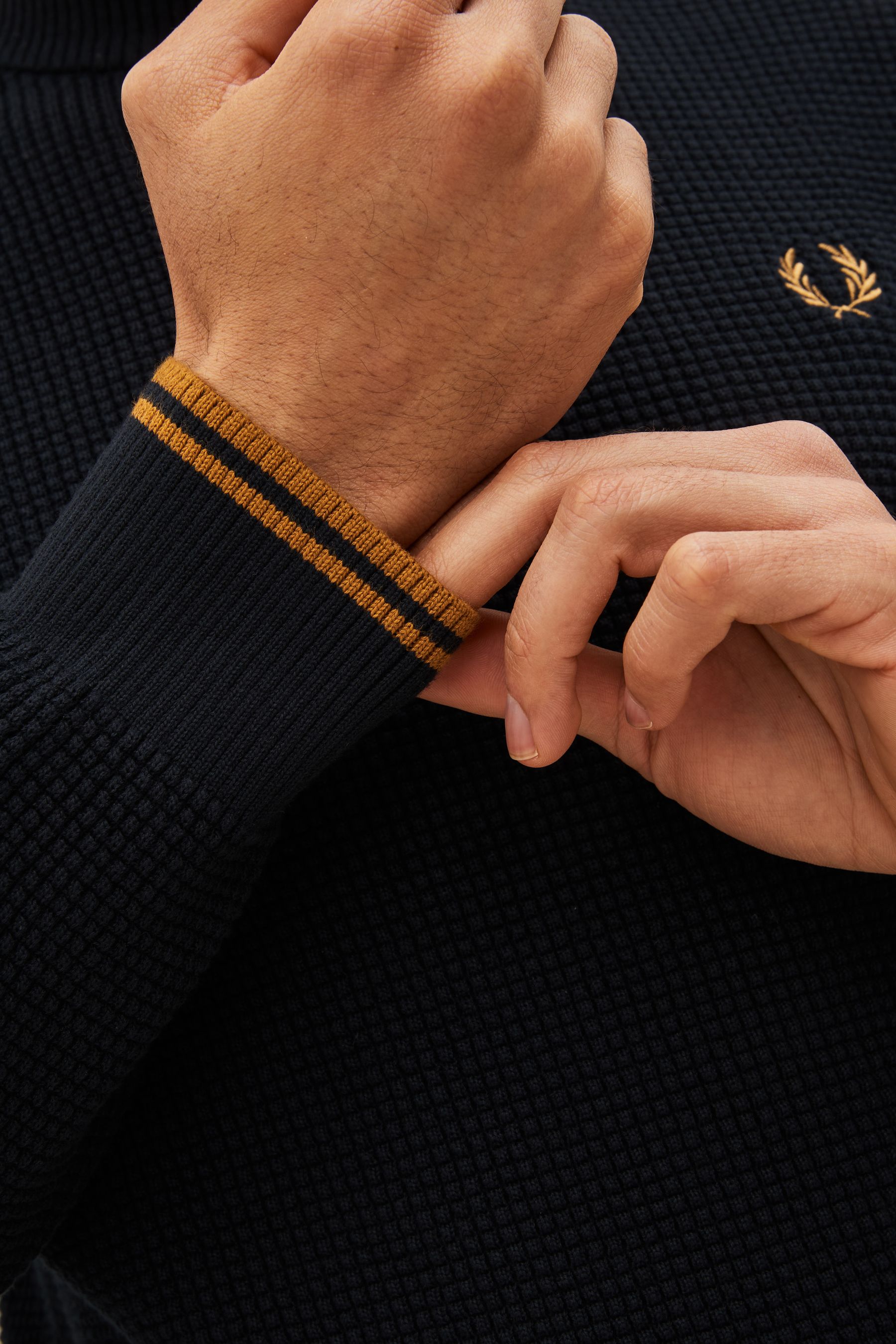 Buy Fred Perry Waffle Stitch Crew Neck Jumper from Next Luxembourg