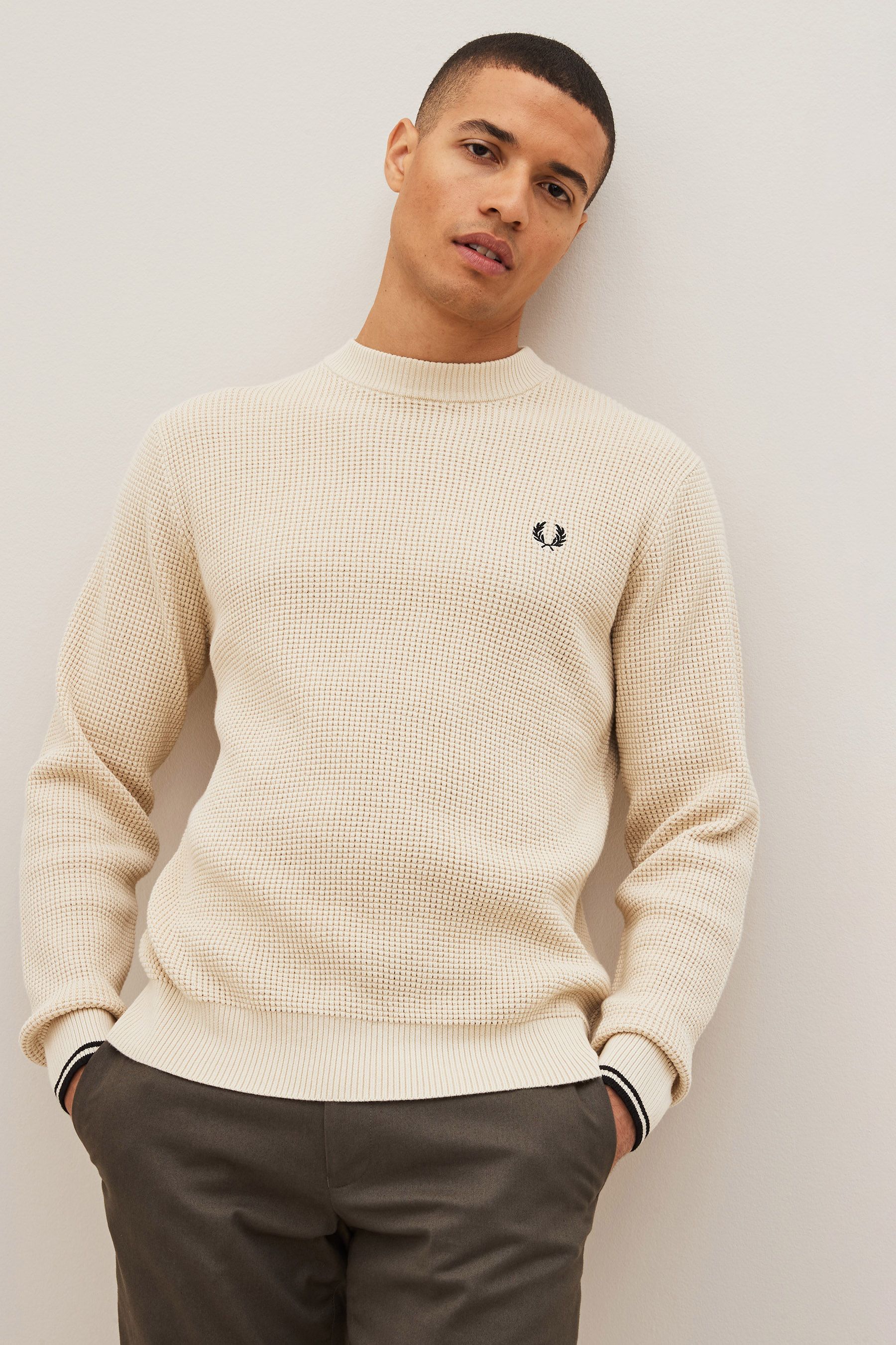 Fred perry merino crew neck jumper on sale
