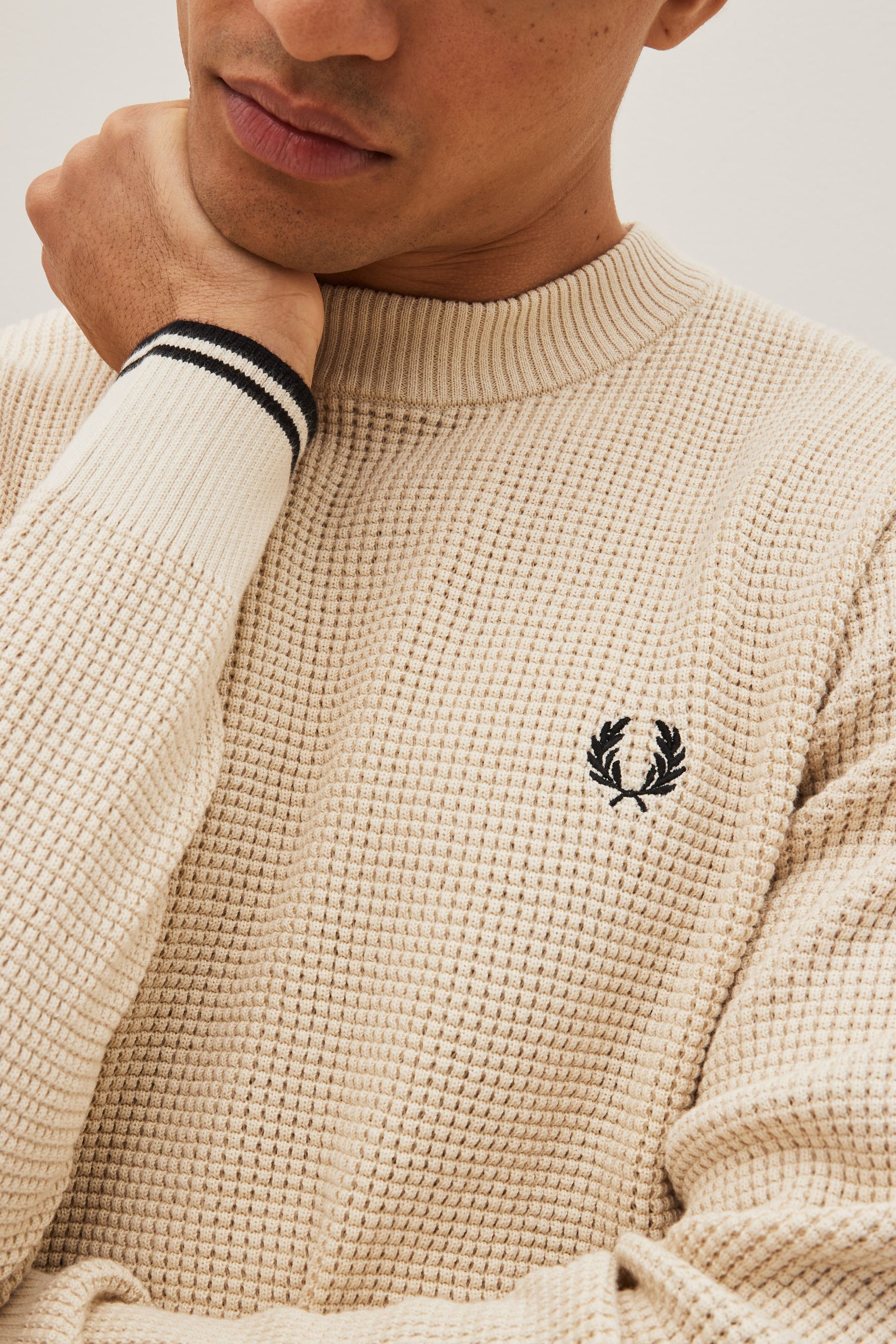 Fred perry waffle crew neck jumper hotsell