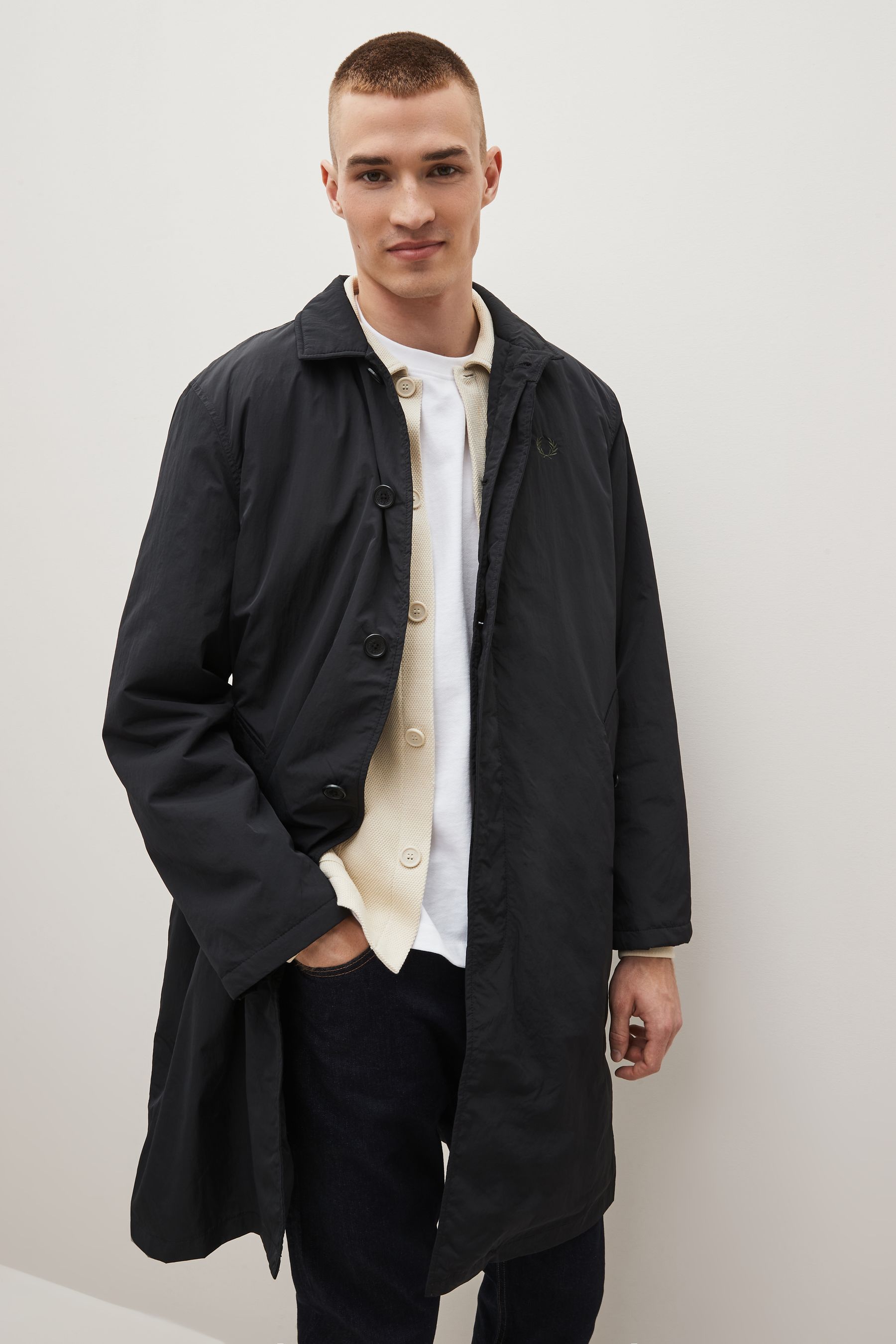 Buy Fred Perry Nylon Mac Black Jacket from Next Luxembourg
