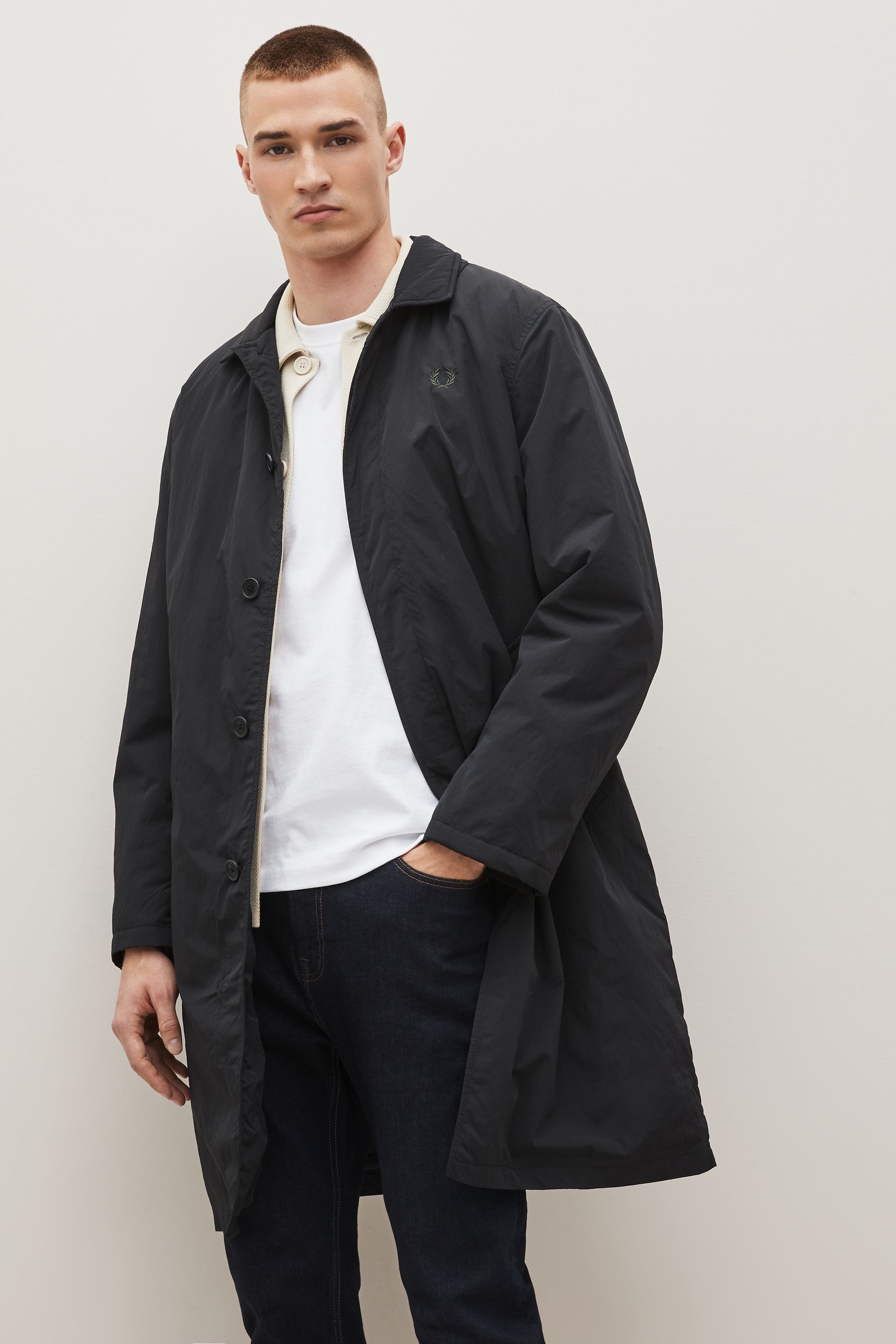 Buy Fred Perry Nylon Mac Black Jacket from Next Luxembourg