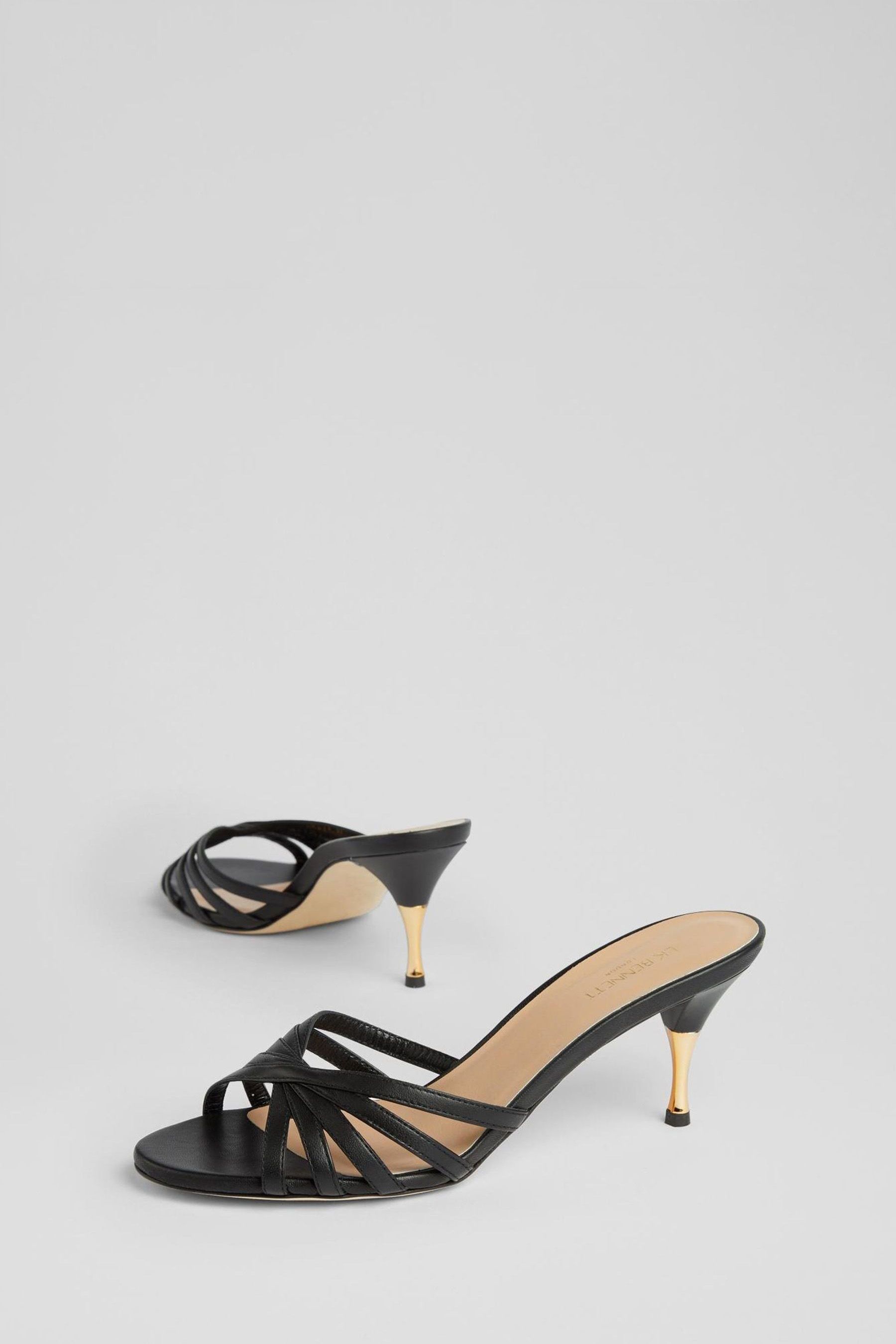 Buy LK Bennett Kitty Black Leather Strappy Kitten Heel Mules from Next Luxembourg