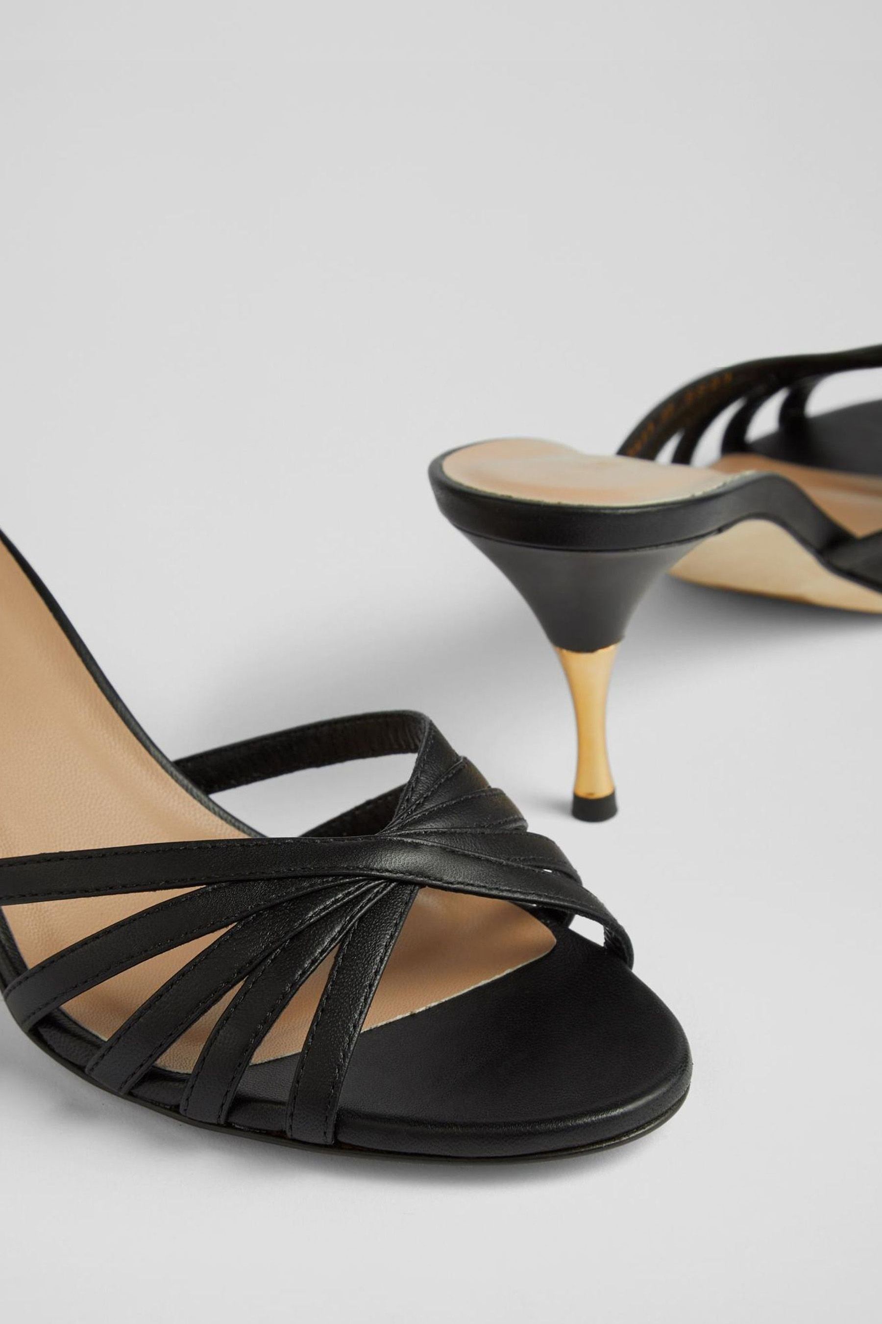 Buy LK Bennett Kitty Black Leather Strappy Kitten Heel Mules from Next Luxembourg