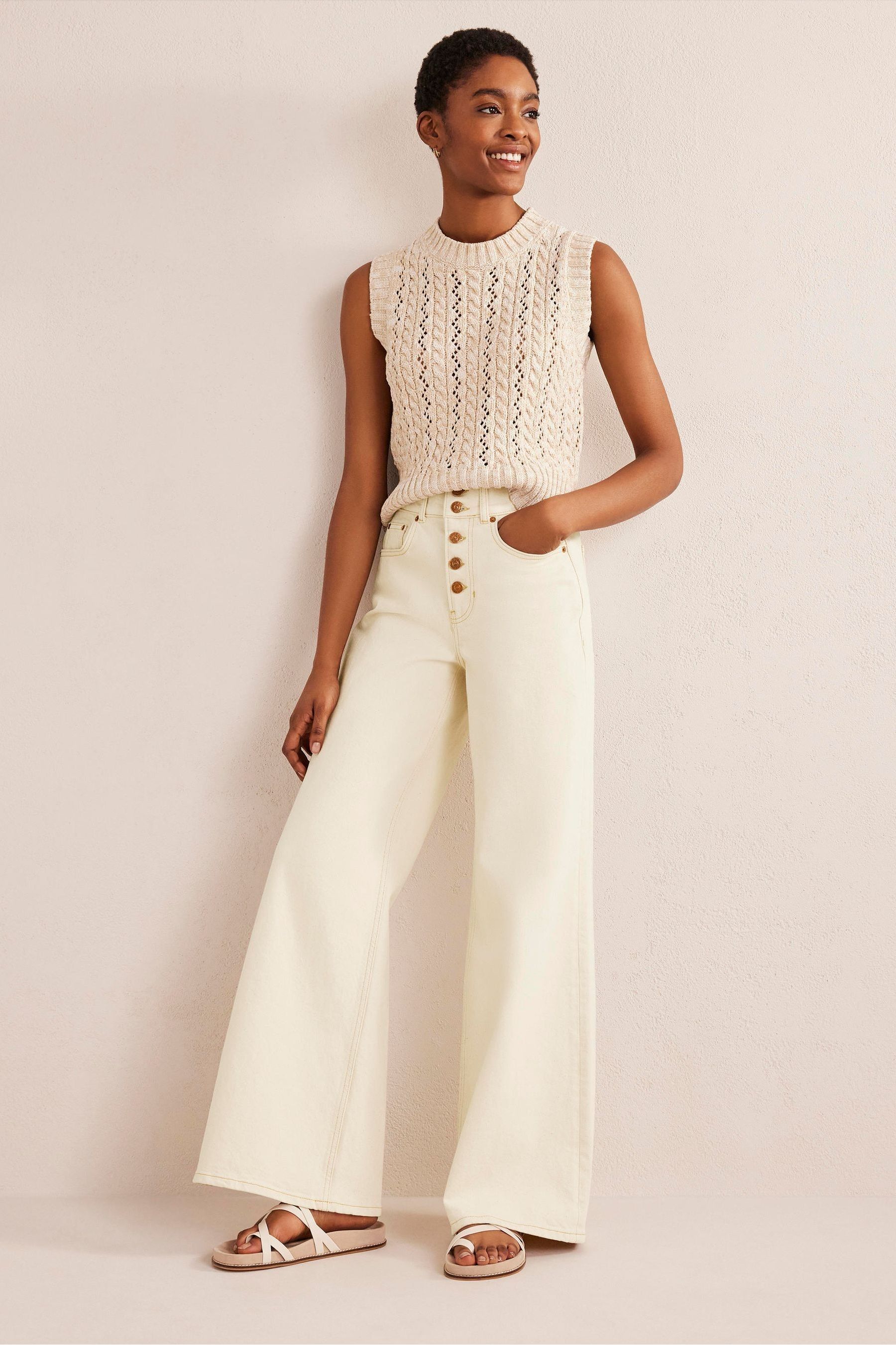 Buy Boden White Ultra High Rise Wide Leg Jeans from Next Luxembourg