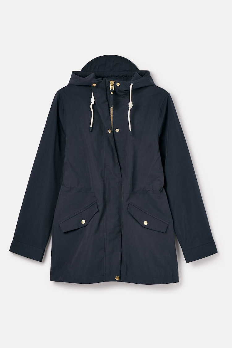 Joules Portwell Navy Blue Waterproof Raincoat With Hood - Image 11 of 11