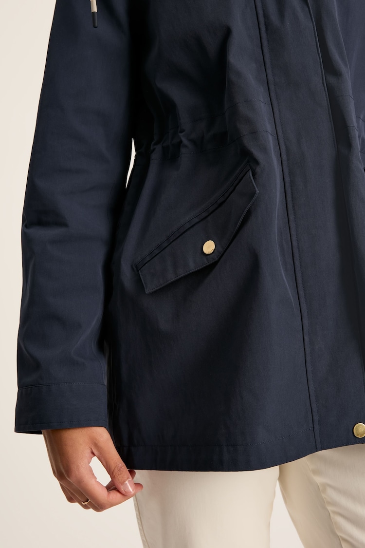 Joules Portwell Navy Blue Waterproof Raincoat With Hood - Image 6 of 11